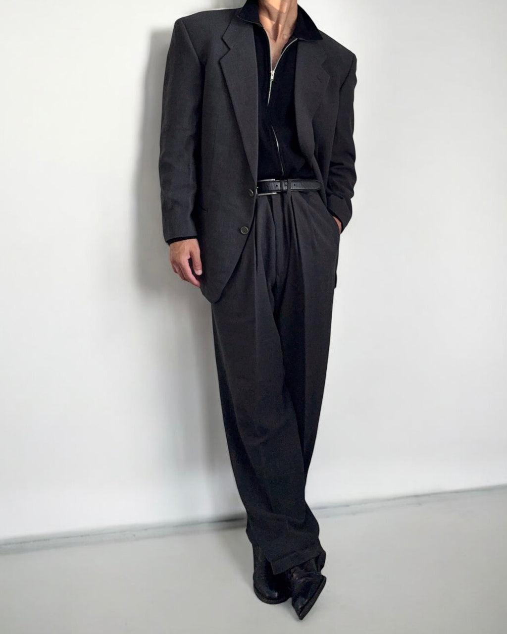 Giorgio Armani 1990s 3-B Pleated Wool Suit - Size L Jacket / 34" Waist