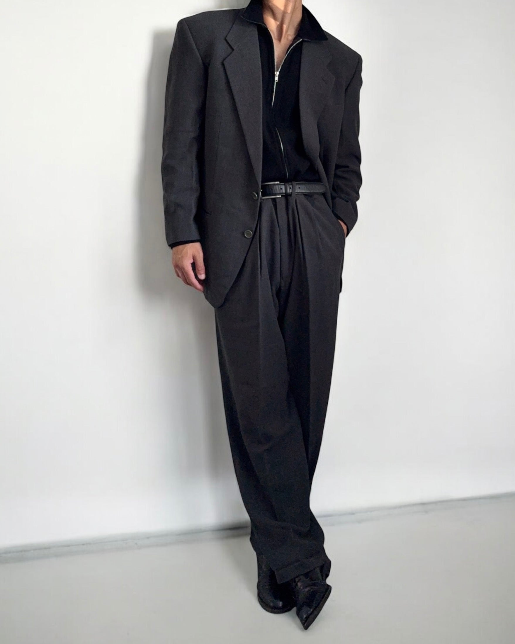 Giorgio Armani 1990s 3-B Pleated Wool Suit - Size L Jacket / 34" Waist
