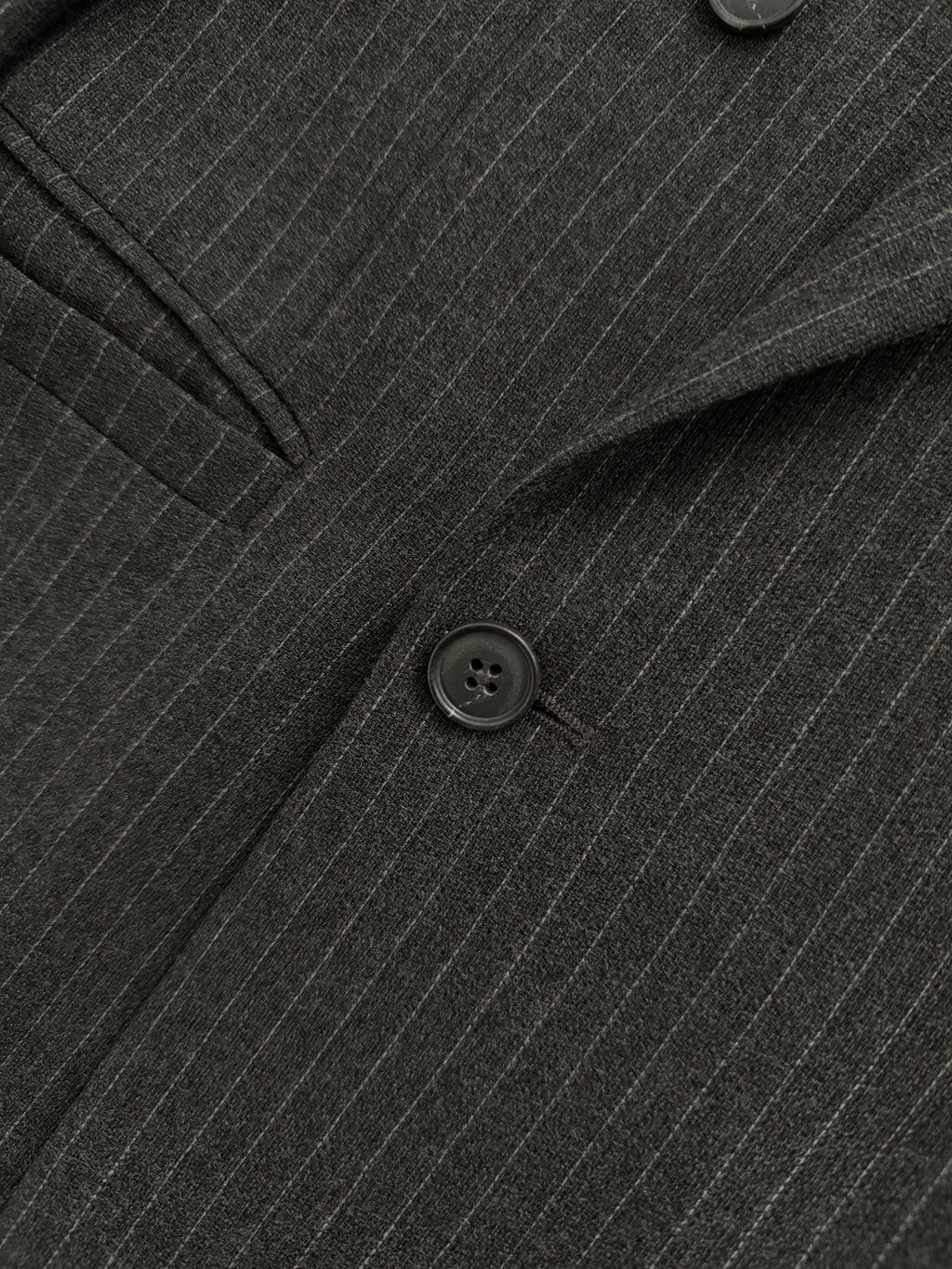 Versace 1980s Notch Lapel Double Breasted Pleated Wool Pinstriped Suit Grey - Size M Jacket / 32" Waist