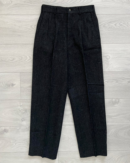 Comme Des Garcons Homme 1990s Pleated Wool Herringbone Trousers - Size 30