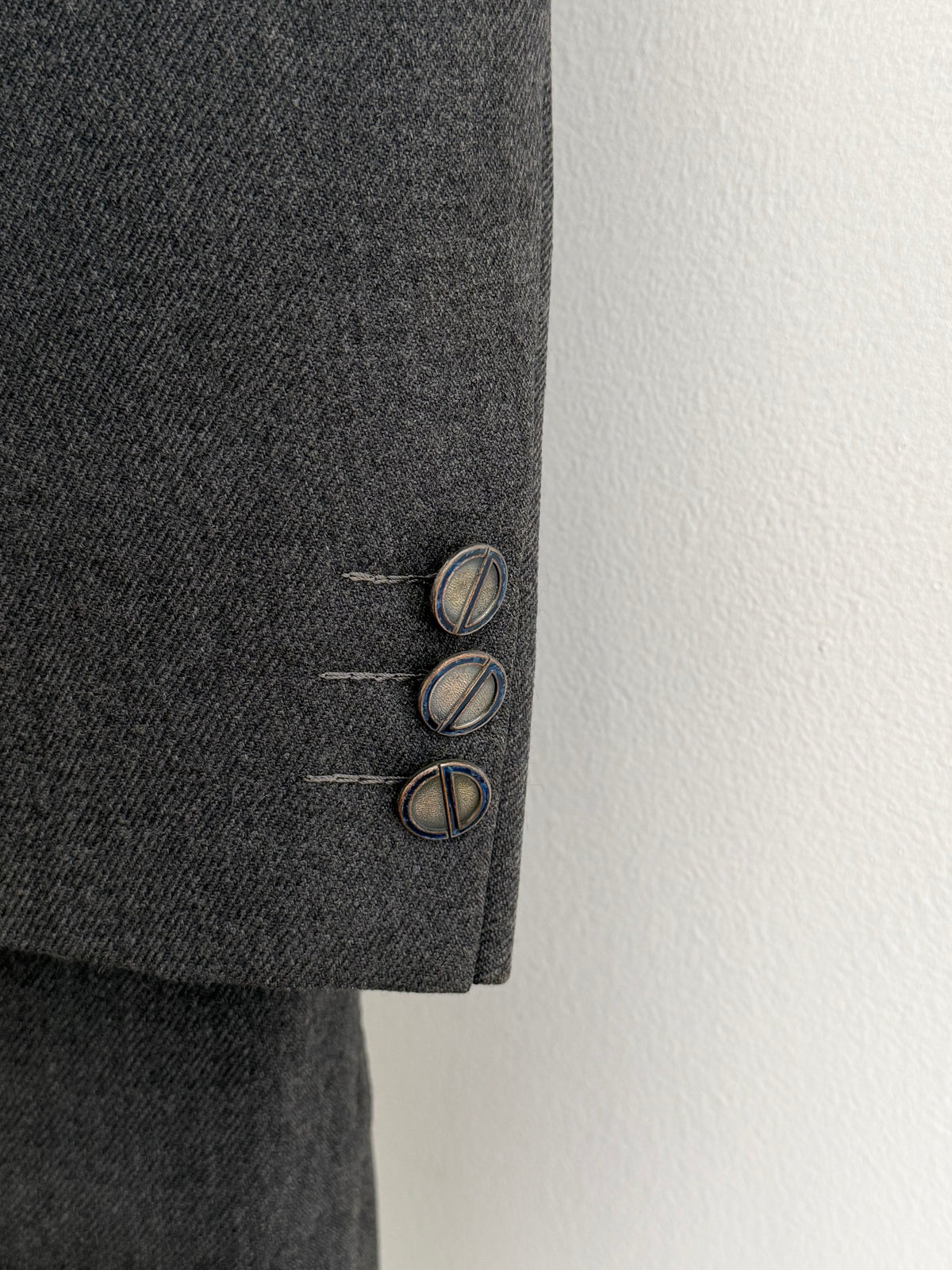 Dior 1980s 2B Metal Button Grey Wool Sport Jacket Blazer  - Size M