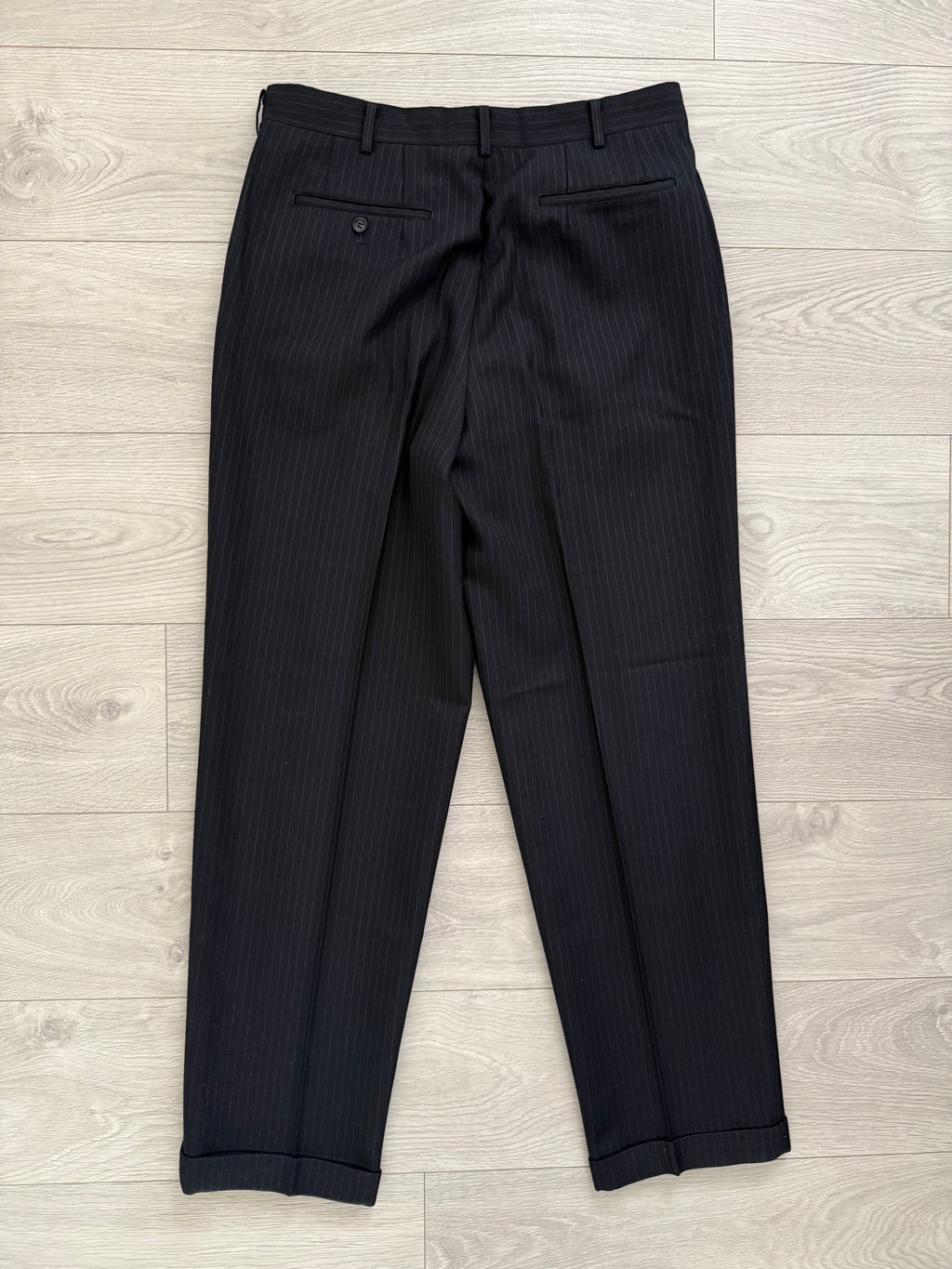 Comme Des Garcons Homme Deux 1998 Double-Pleat High Waisted Wool Silk Pinstriped Pants - Size 34" Waist