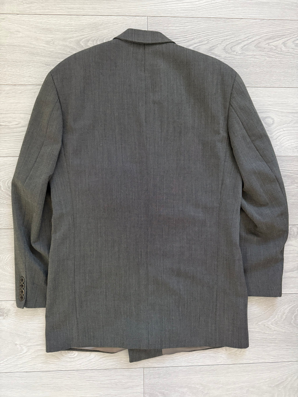 Hugo Boss 1980s 'Omega' Peaked Lapel Double Breasted Textured Wool Sports Jacket Blazer - Size L