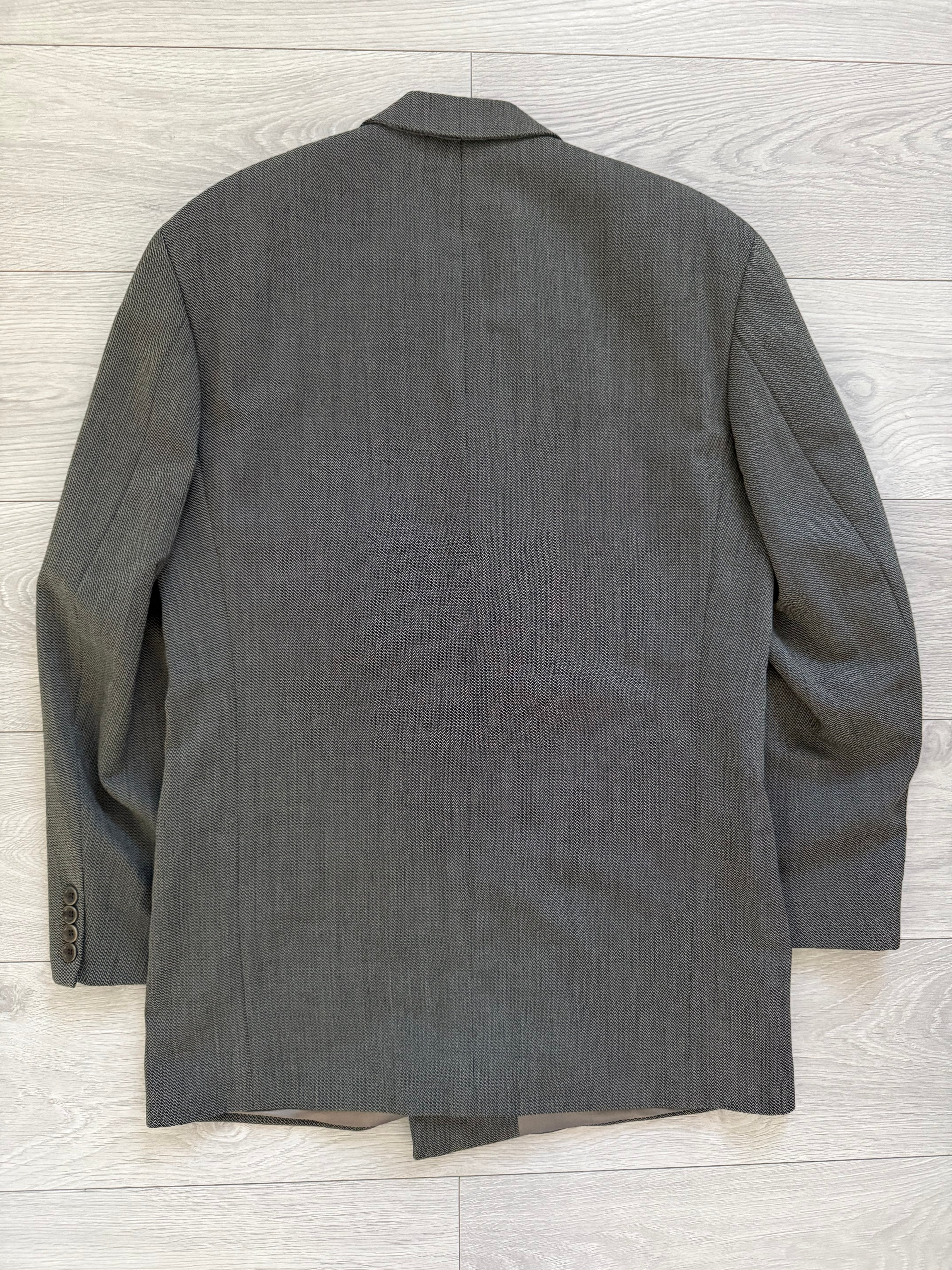 Hugo Boss 1980s 'Omega' Peaked Lapel Double Breasted Textured Wool Sports Jacket Blazer - Size L