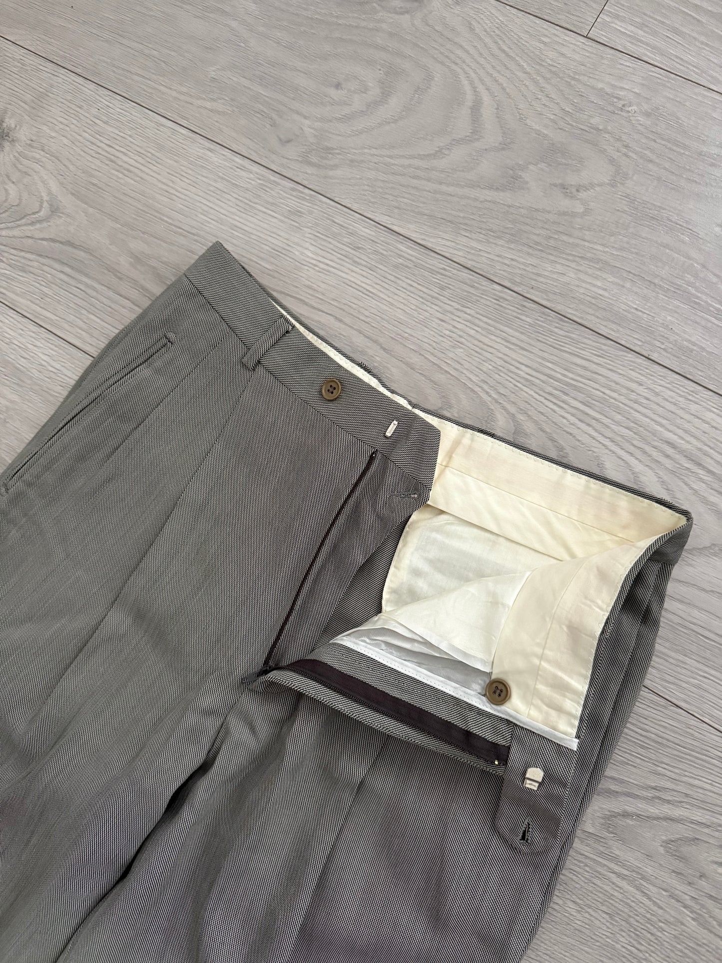 Emporio Armani 1990s Double-Breasted Wool Grey Suit - Size M Jacket / 30" Waist