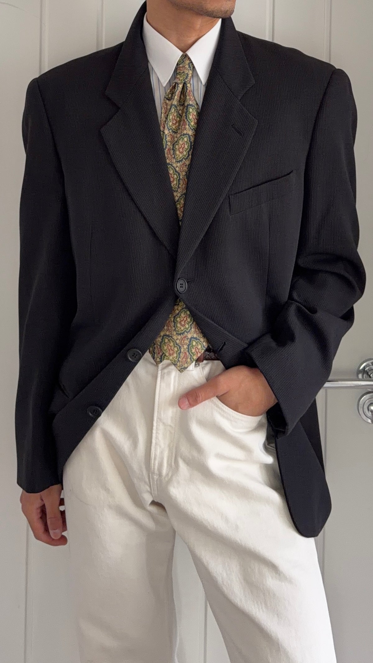 Giorgio Armani 1980s 3B Textured Wool Sport Jacket Blazer - Size XL