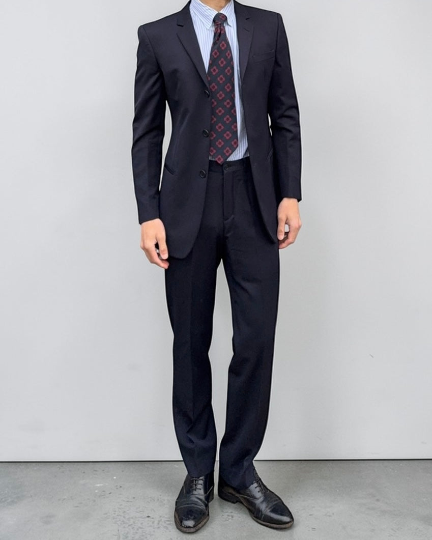 Emporio Armani 2002 3B Super 140's Wool Navy Blue Suit - Size S Jacket / 28" Waist