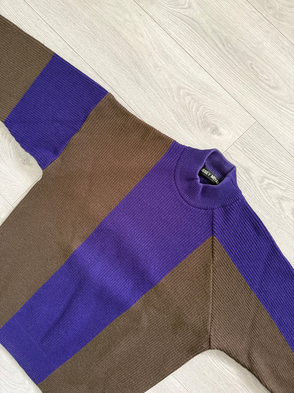 Issey Miyake 1990s Asymmetrical Panelled Mock Neck Knit Sweater - Size M