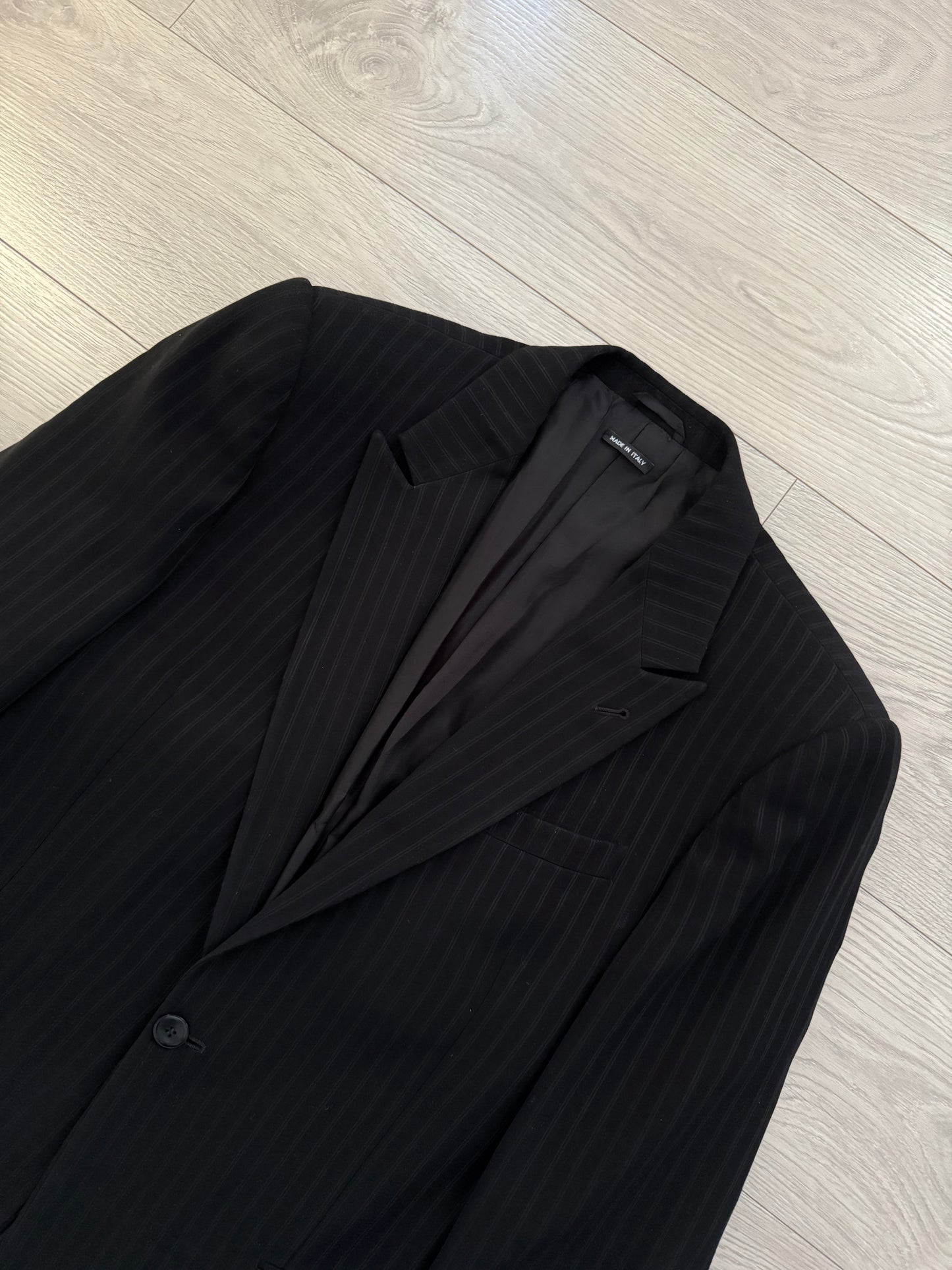 Giorgio Armani 1990s Peaked Lapel Striped Relaxed Suit - Size L Jacket / 34" Waist