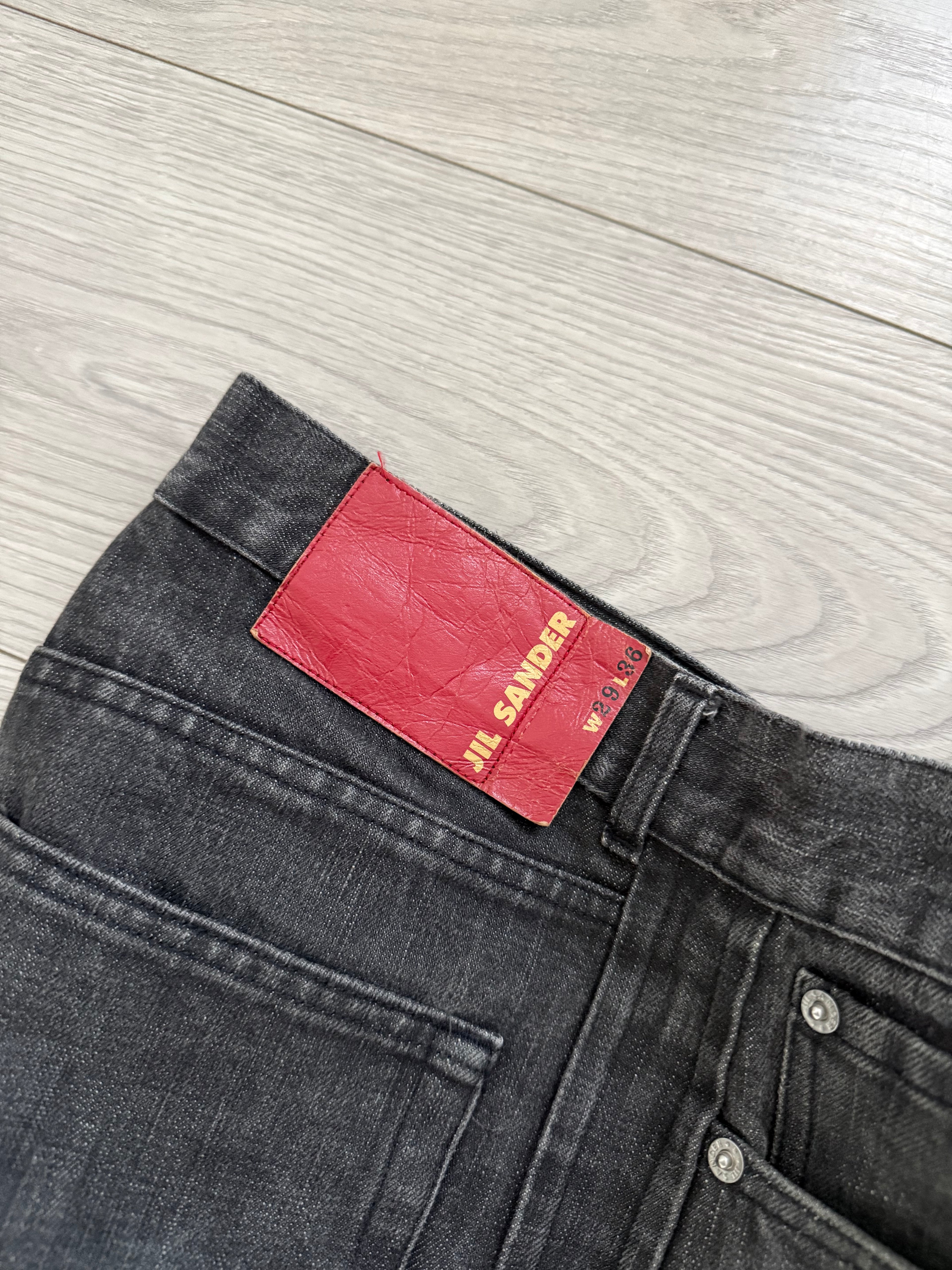 Jil Sander by Raf Simons Side Panelled Washed Grey Denim Jeans - Size 29