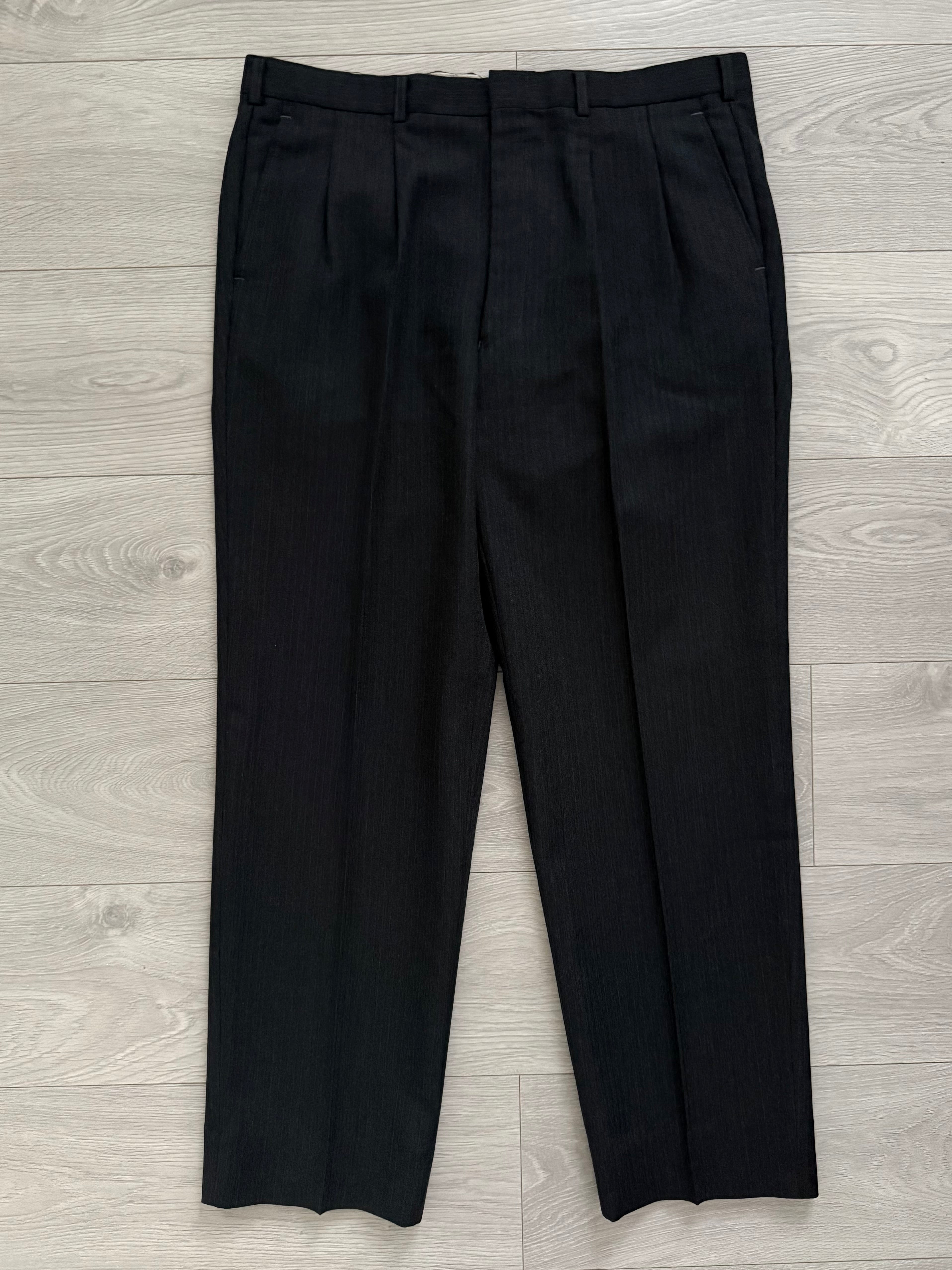 Yves Saint Laurent 1990s Double Breasted Pleated Wool Suit - Size XL Jacket / 36" Waist