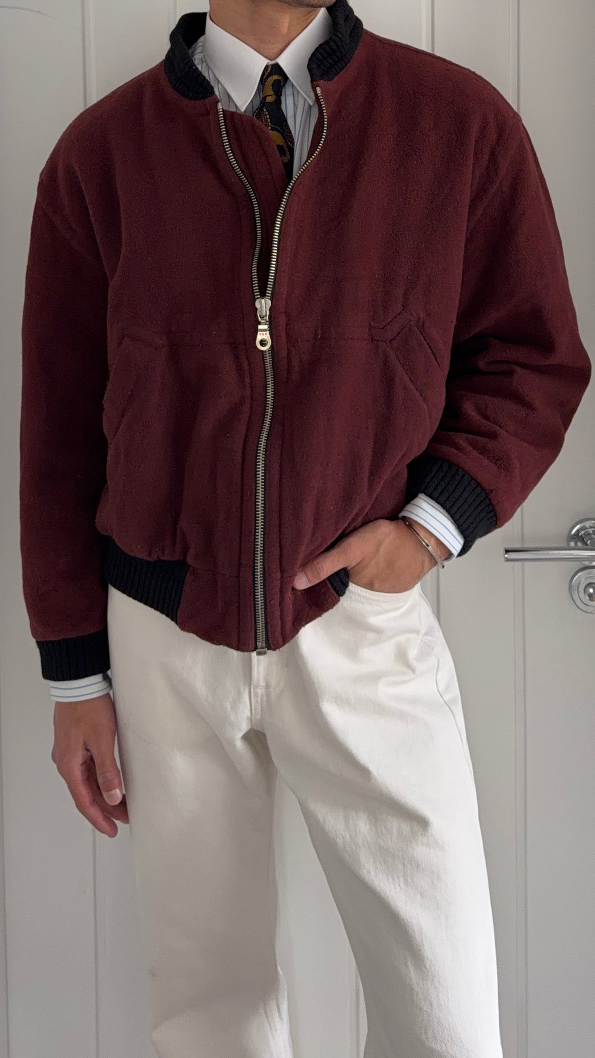 Hugo Boss 1980s Cashmere Wool Bomber Jacket - Size M
