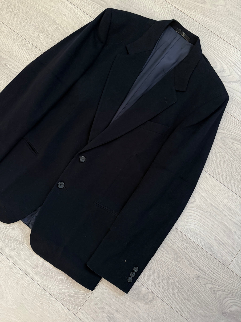 Valentino 1980s 2B Navy Wool Sports Blazer Jacket - Size L