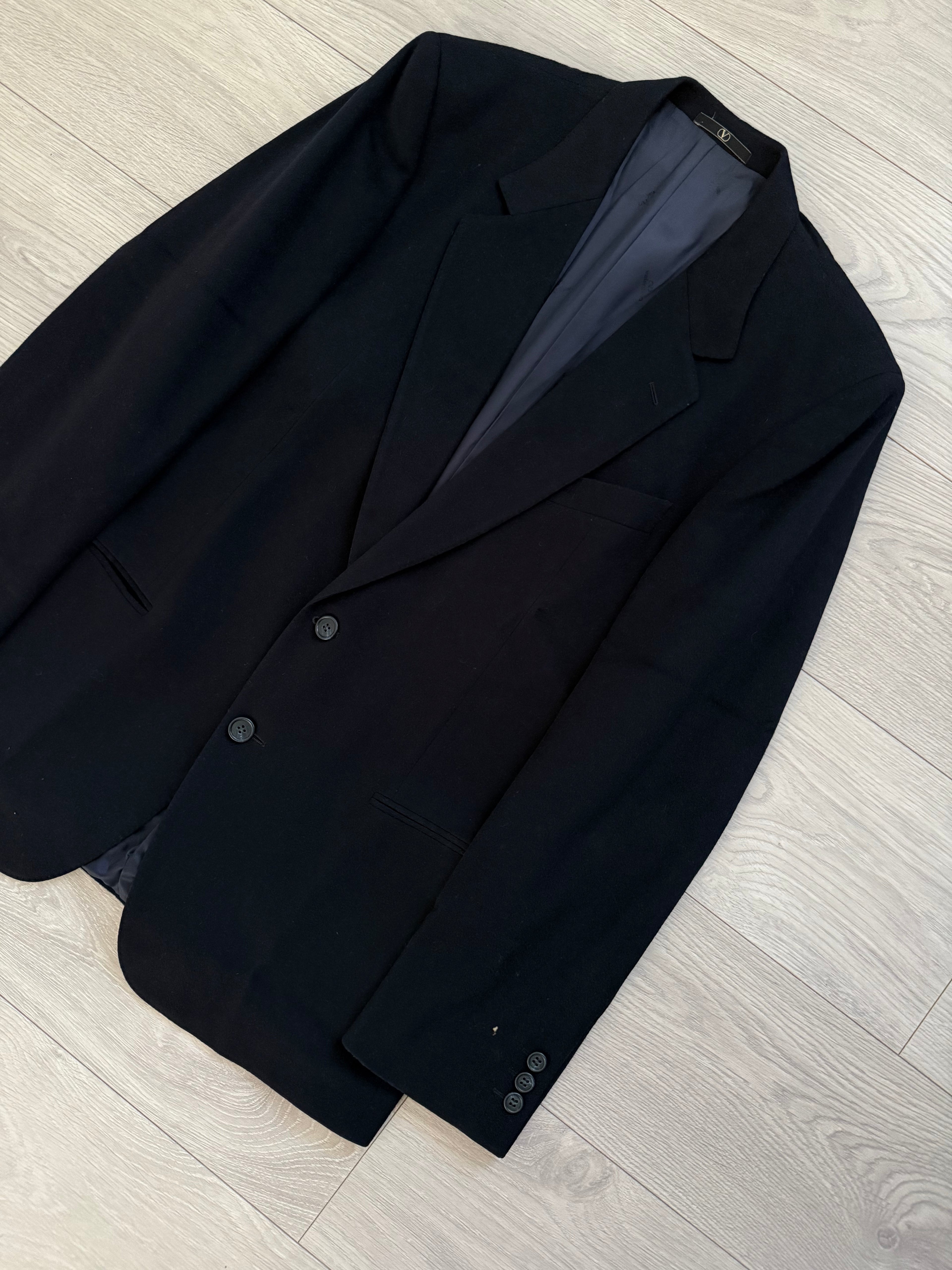 Valentino 1980s 2B Navy Wool Sports Blazer Jacket - Size L