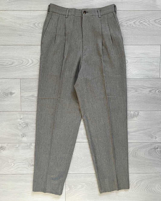 Comme Des Garcons Homme AW1991 Pleated Herringbone Wool Trousers - Size 32