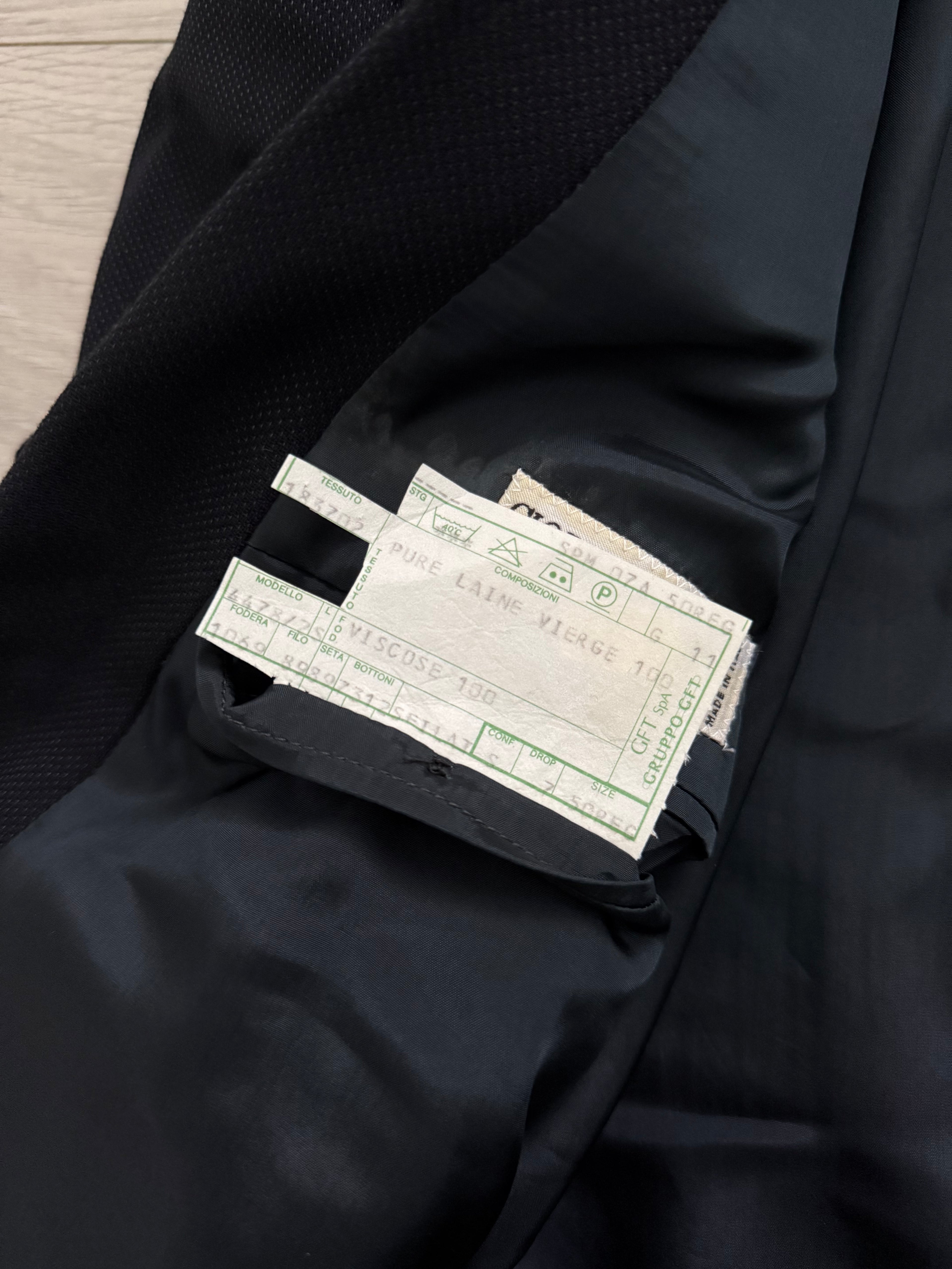 Giorgio Armani 1980s Double Breasted Pleated Wool Suit Navy New - Size L Jacket / 32" Waist