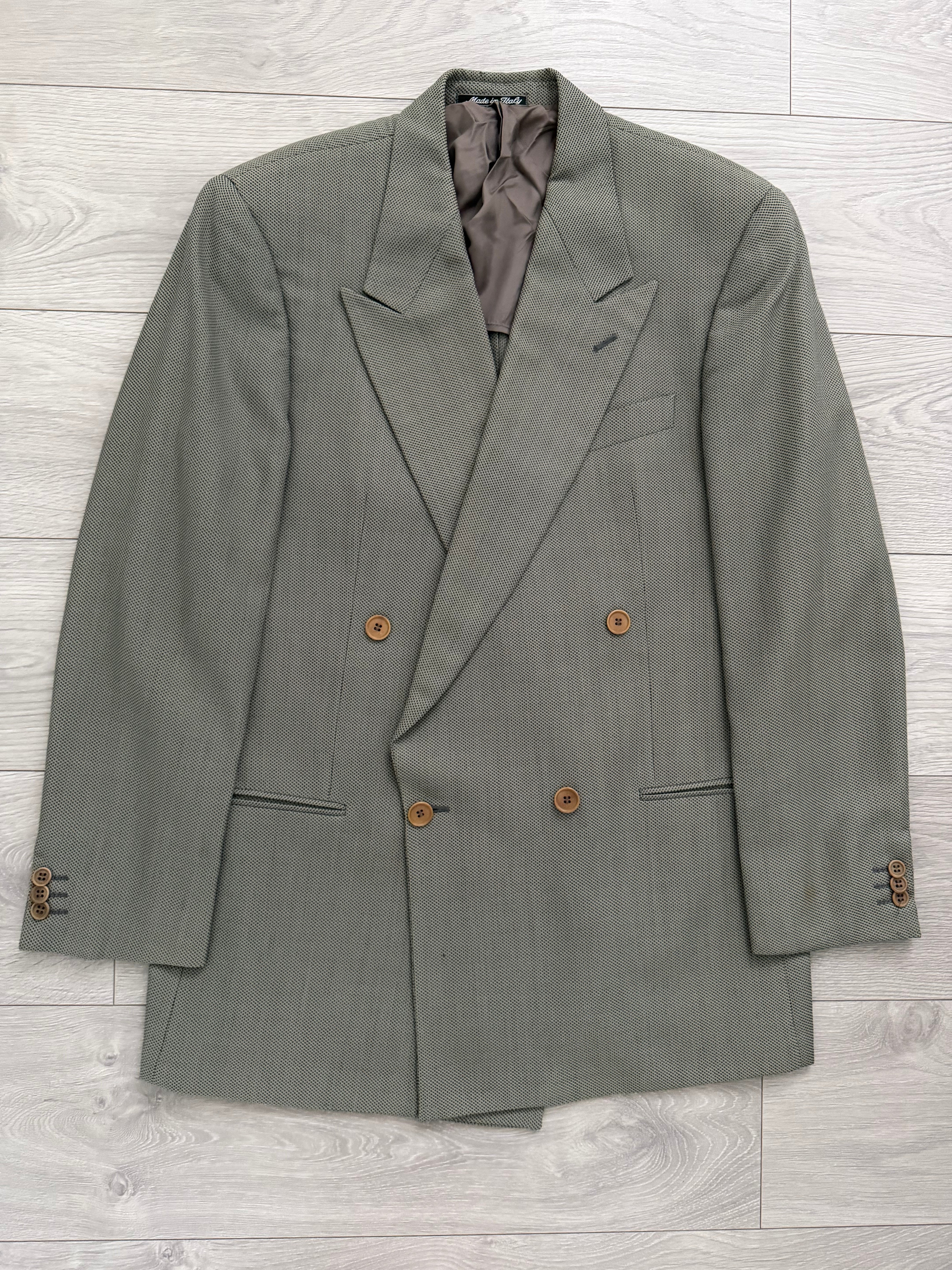 Giorgio Armani 1980s Peaked Lapel Double Breasted Textured Wool
