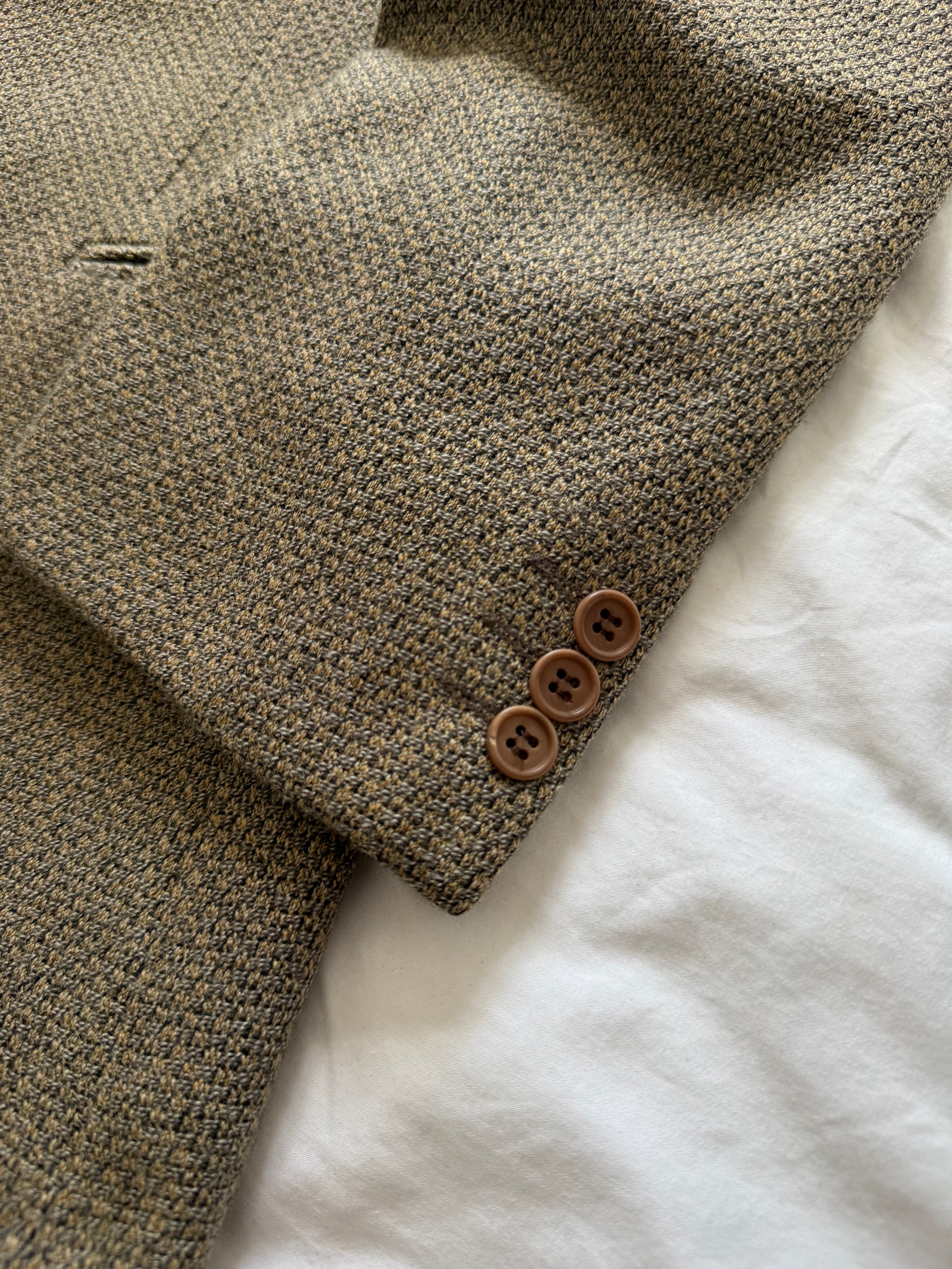 Giorgio Armani 1980s Peaked Lapel Double Breasted Textured Wool Sport Jacket Blazer - Size XXL