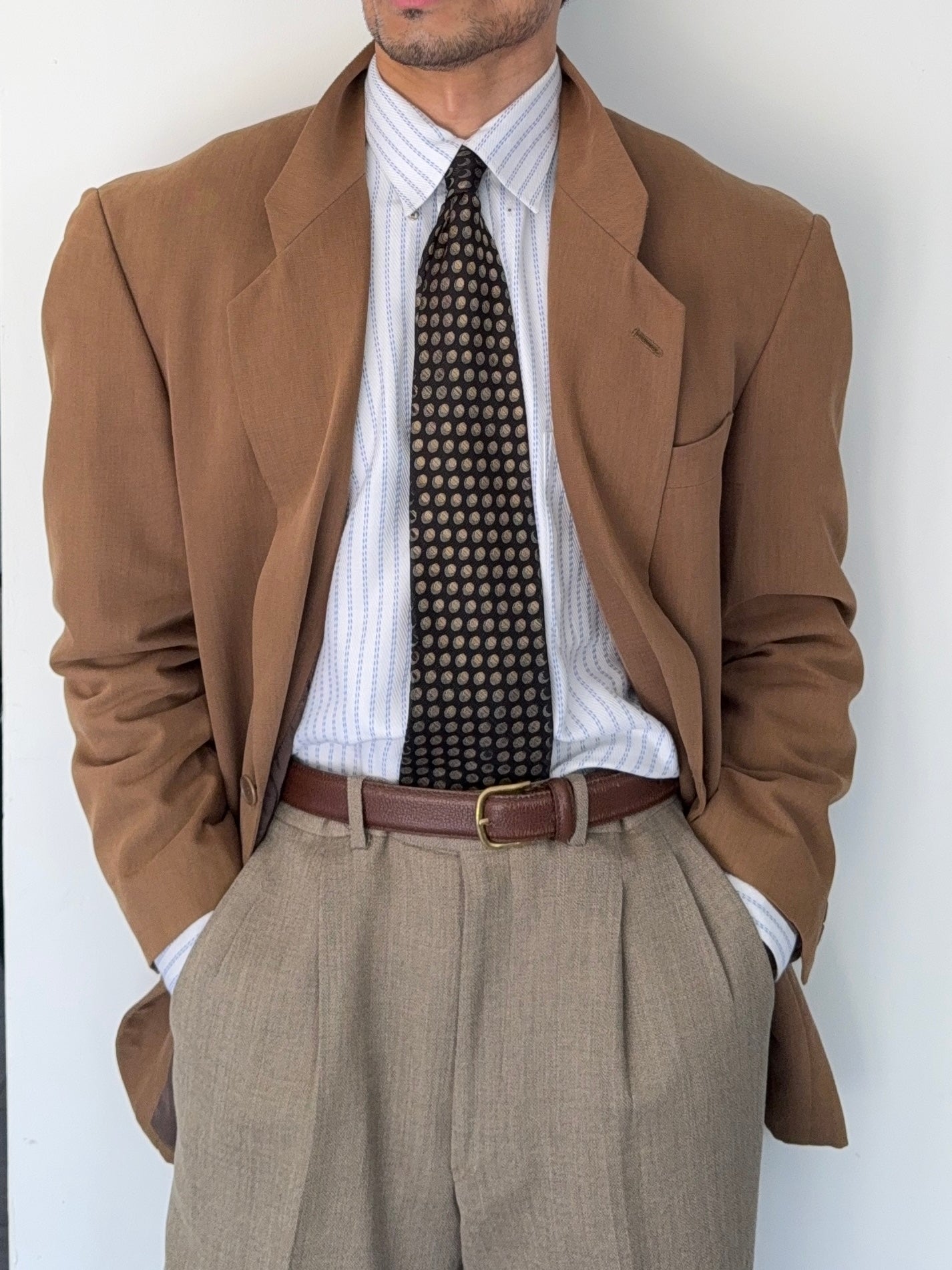 Emporio Armani 1990s 2B Wool Cotton Brown Sports Jacket Blazer - Size L