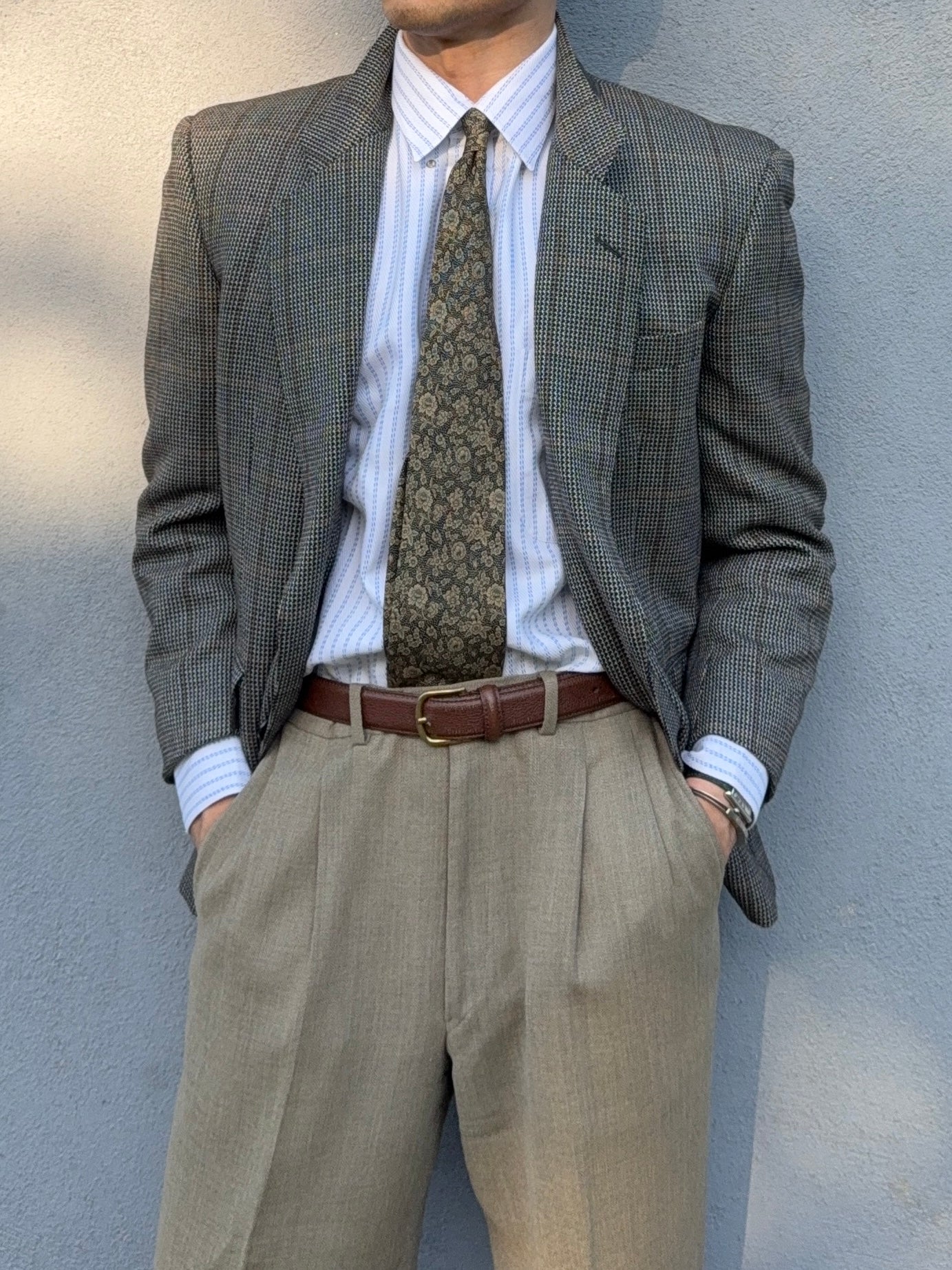 Yves Saint Laurent 1980s 2B Check Wool Sports Jacket Blazer - Size S