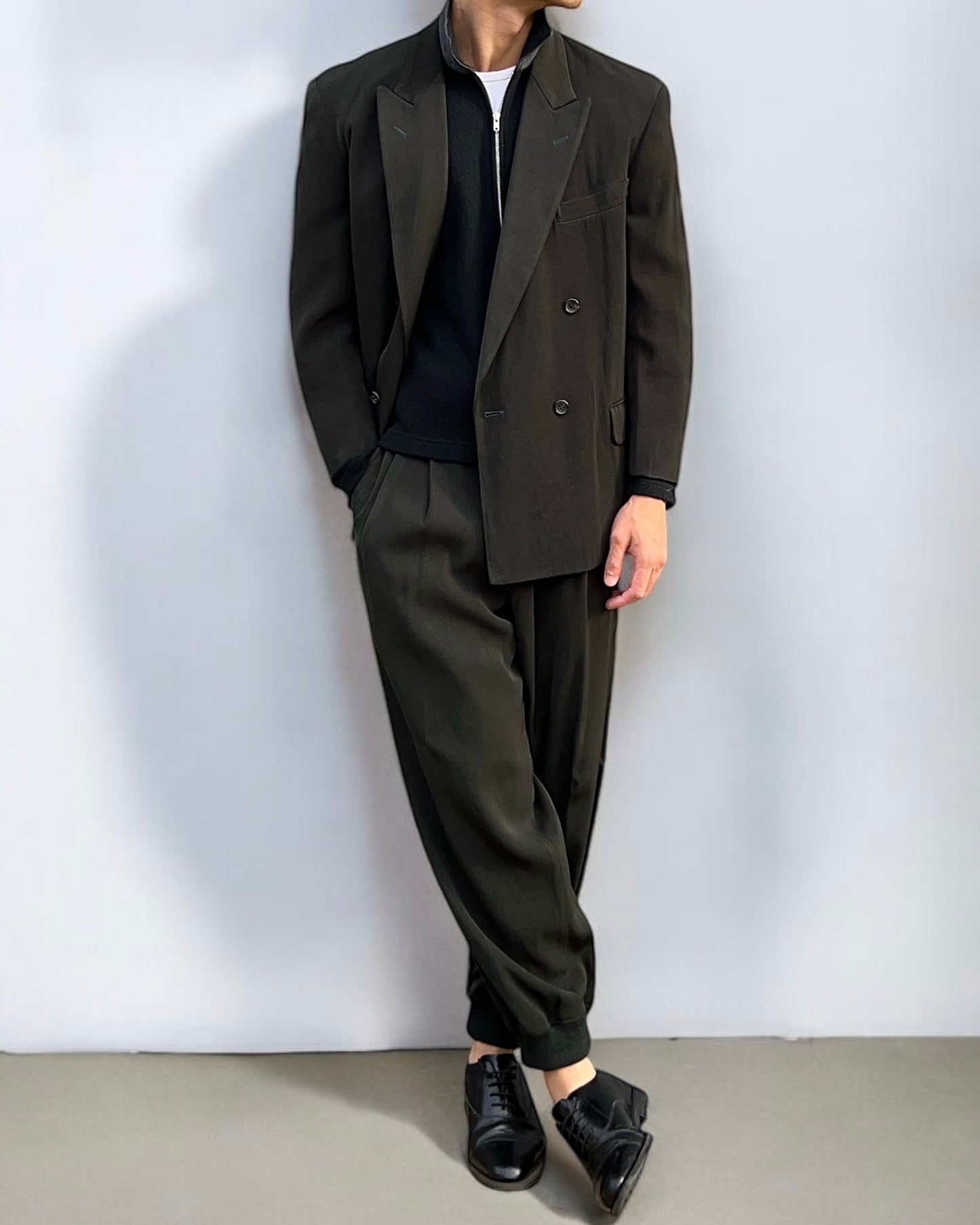 Comme Des Garcons Homme Plus AW1990 Pleated Double-Breasted Ribbed Suit - Size S Jacket / 30" Waist