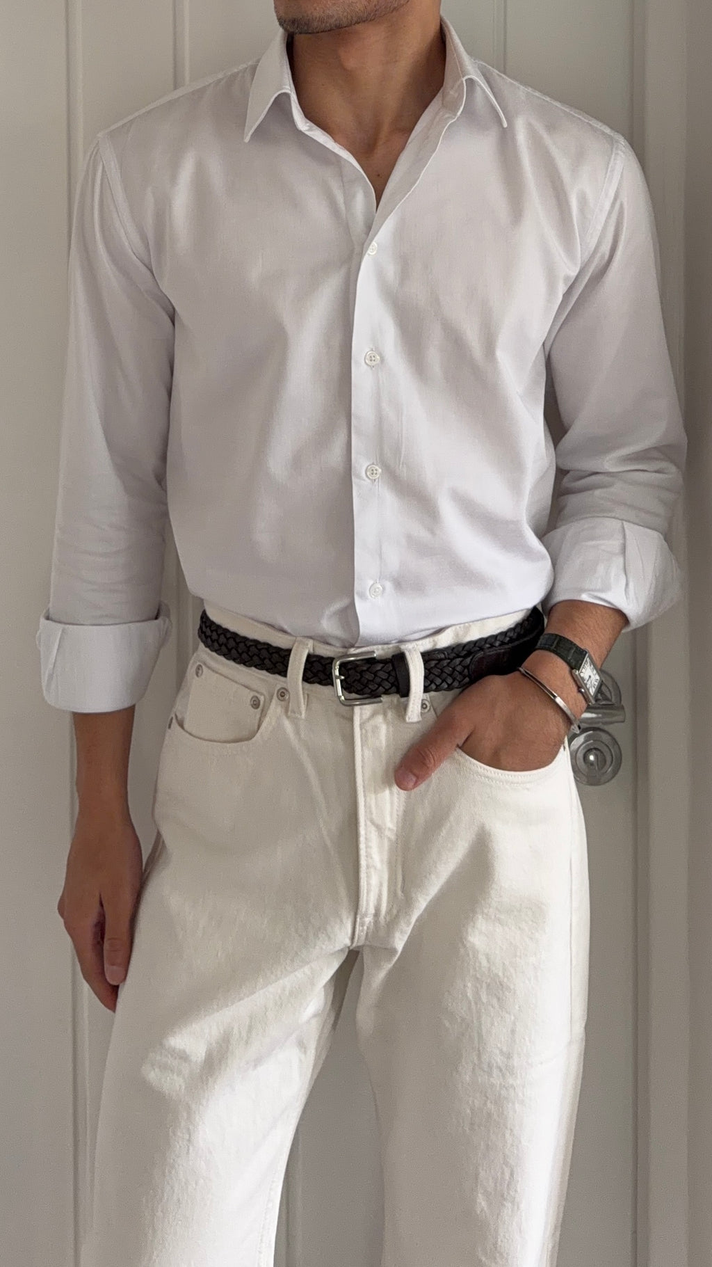 Emporio Armani White Cotton Shirt - Size Medium