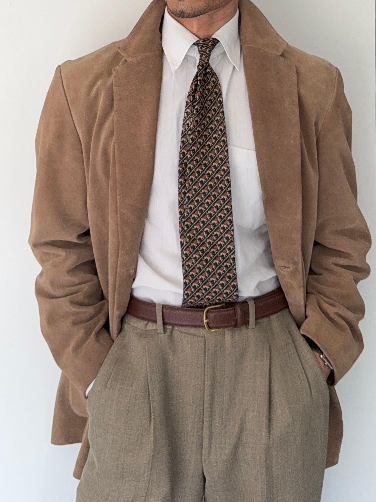 Hugo Boss 1990s Italian Calf Leather Suede 2B Jacket - Size L