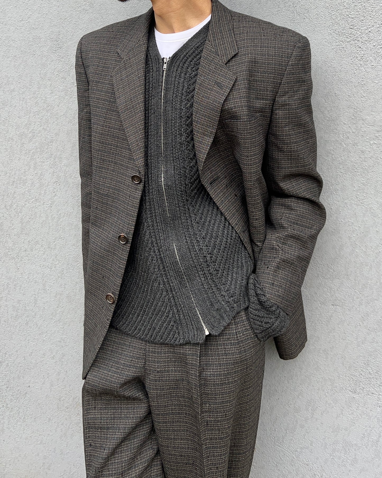 Comme Des Garcons Homme AW1997 Wool Tweed Pleated Suit - Size M Jacket / 30" Waist