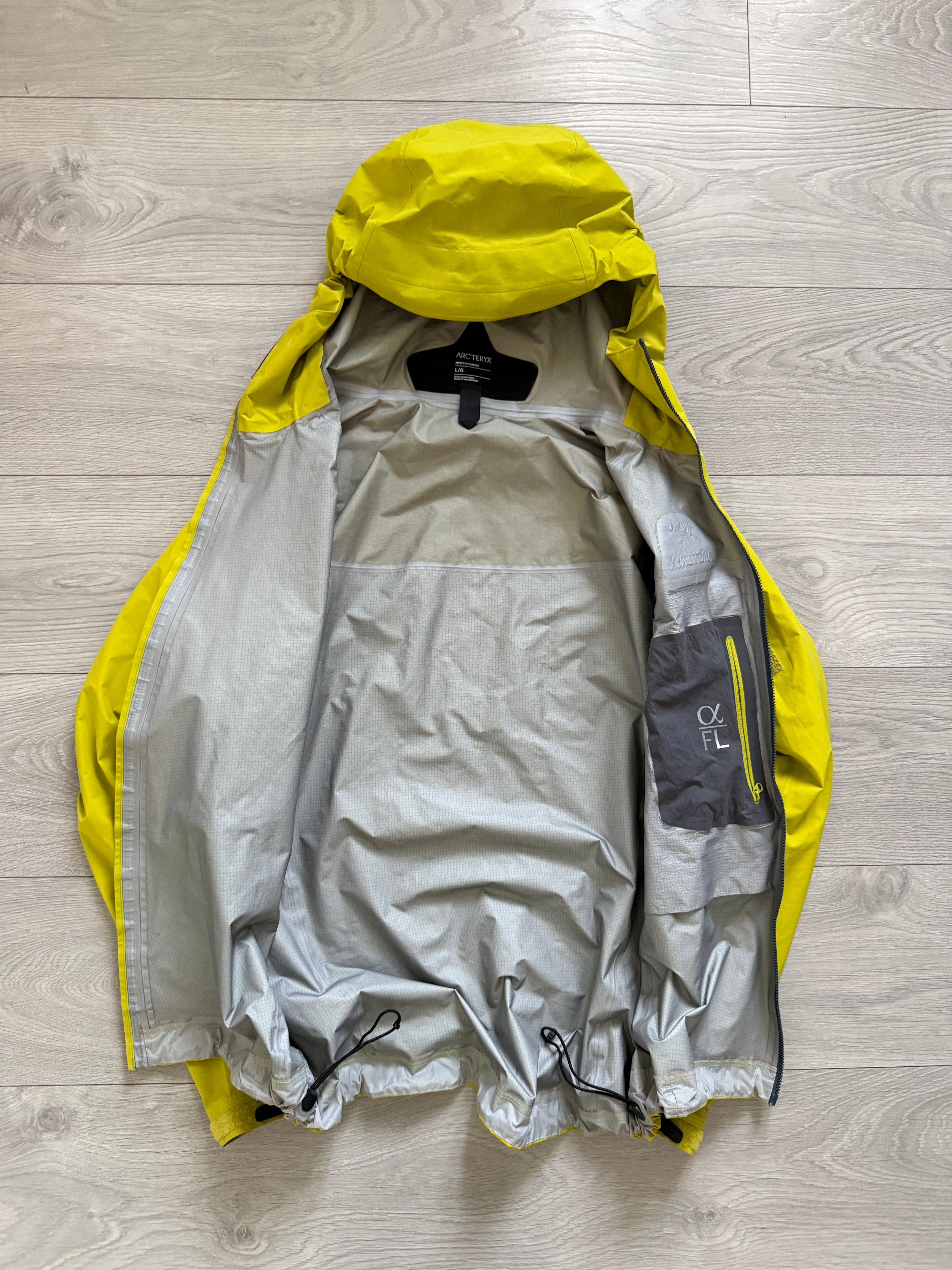 Arc'teryx Alpha FL Yellow Gore-Tex Pro Shell Jacket - Size L