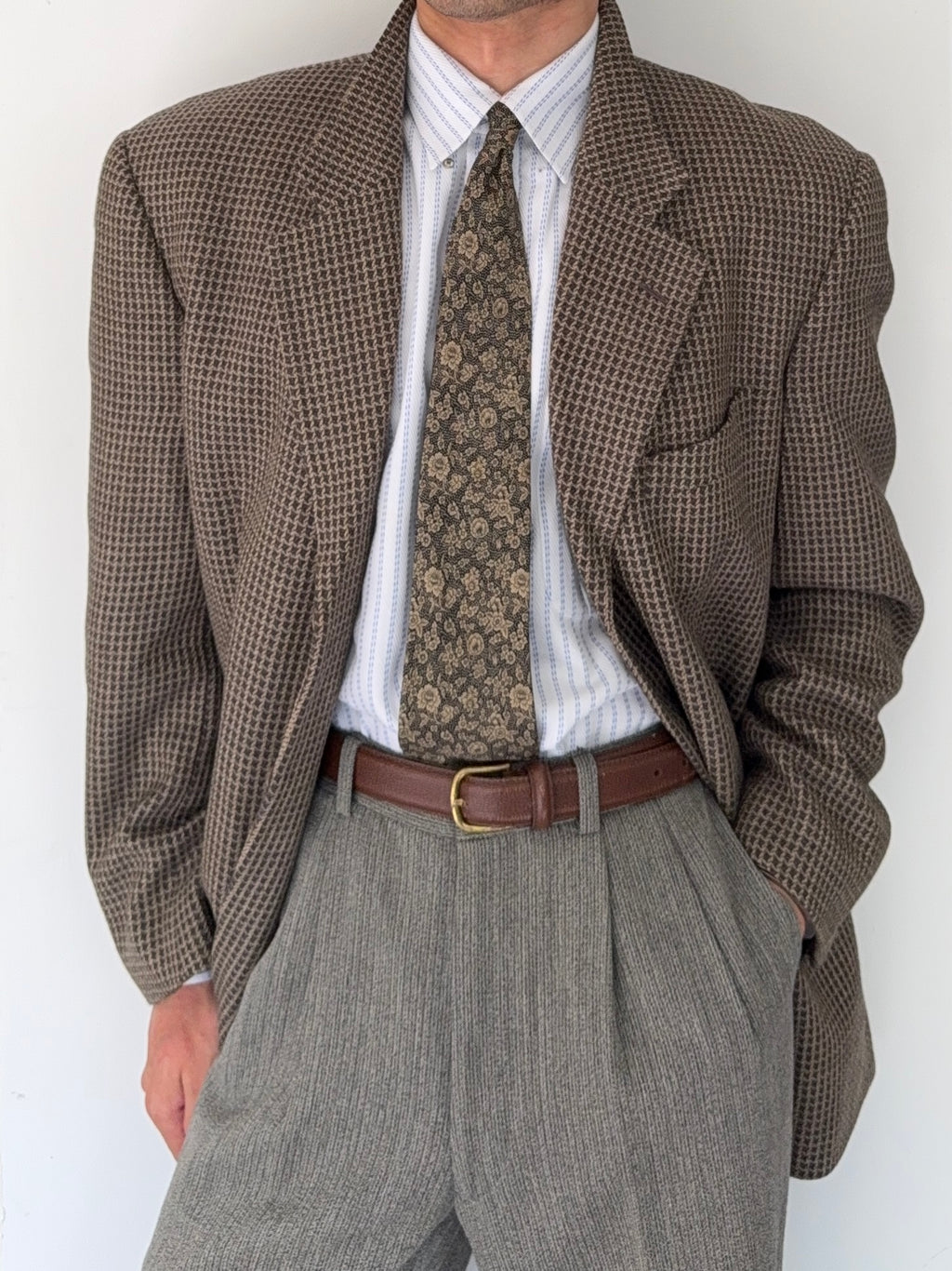 Valentino 1980s Textured 3B Wool Sports Blazer Jacket - Size XXL