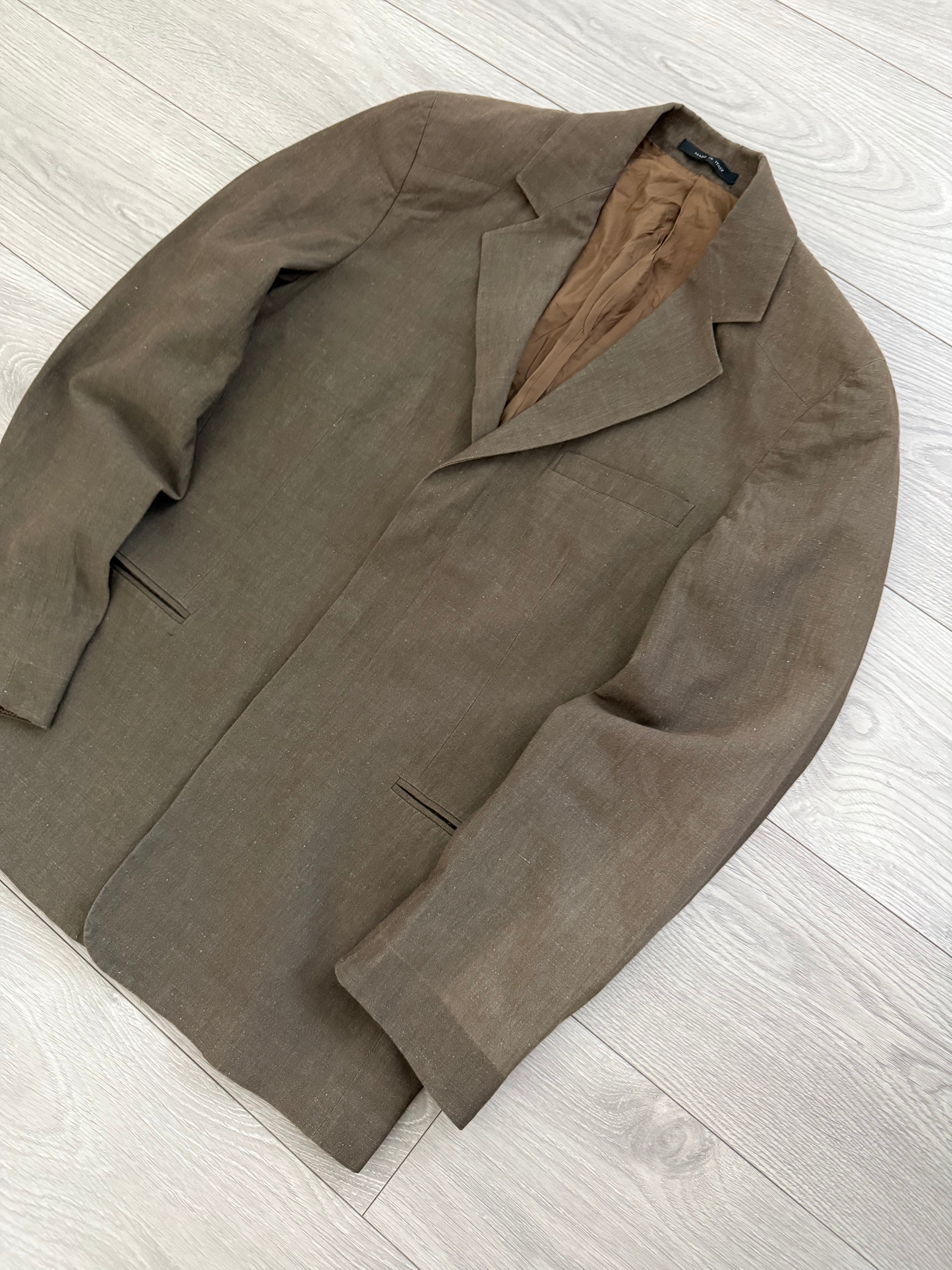 Emporio Armani 1990s 3B Linen Cotton Brown Sports Jacket Blazer