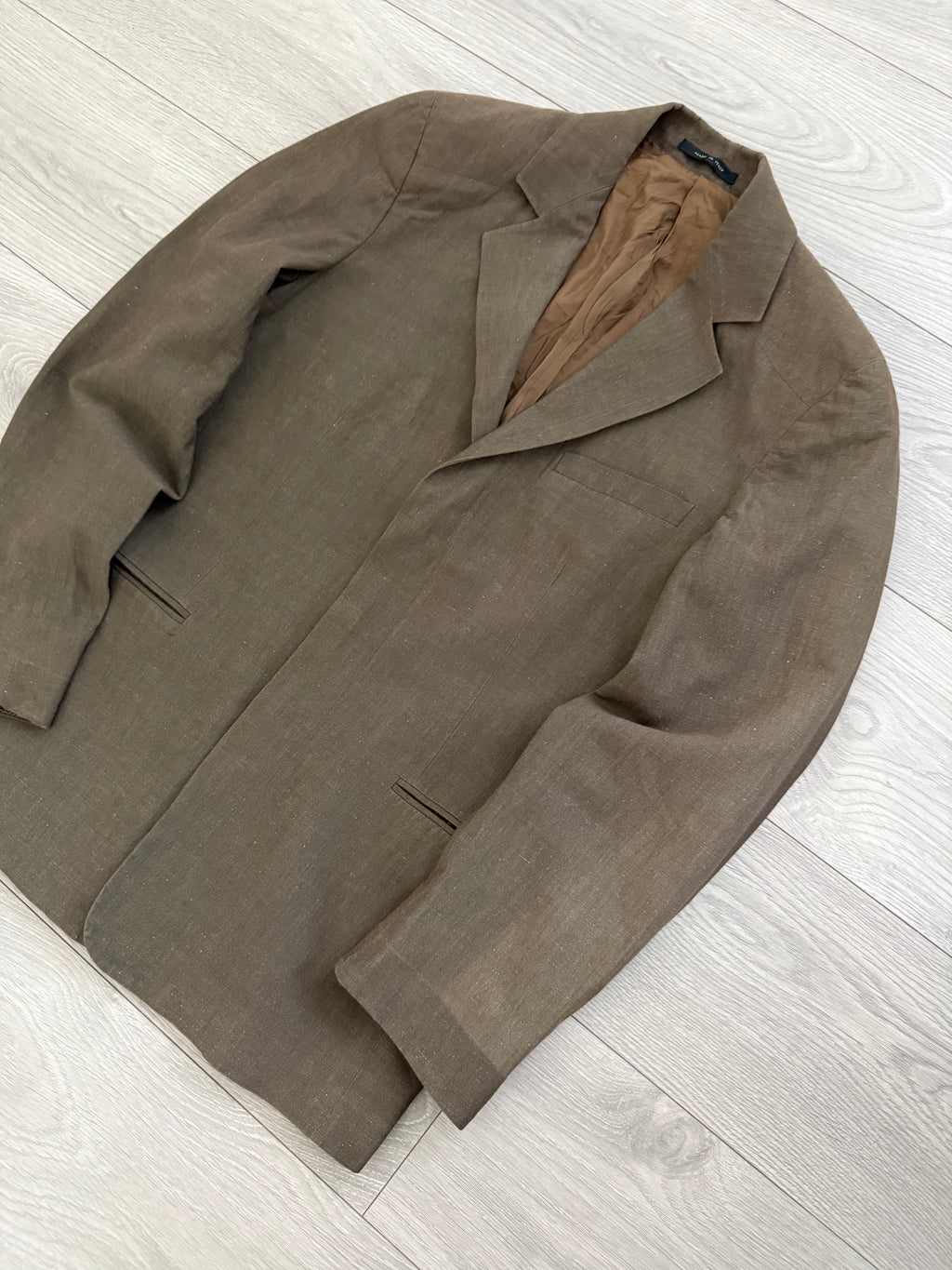 Emporio Armani 1990s 3B Linen Cotton Brown Sports Jacket Blazer - Size S