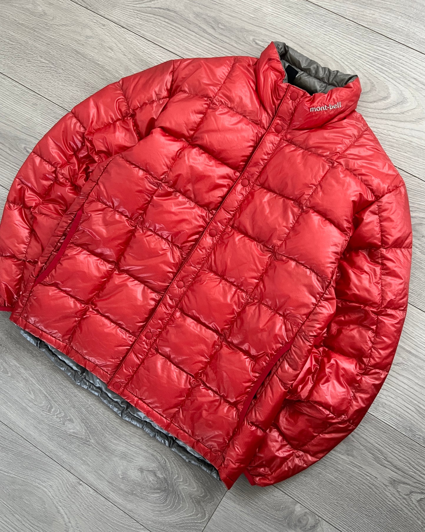 Montbell 2000s Nylon Square Stitch Snap-Front Down Jacket - Size S