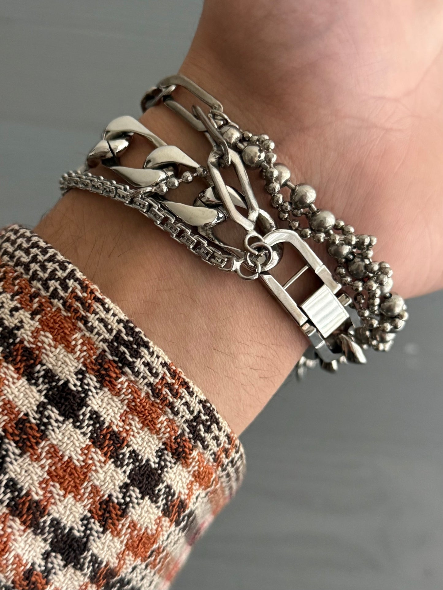 Jean Paul Gaultier Laser-Cut Cross Motif Stainless Steel Concealed Watch Bracelet