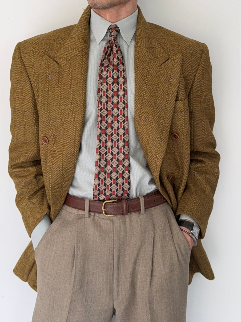 Valentino 1980s Peaked Lapel Double Breasted Wool Jacket  - Size M