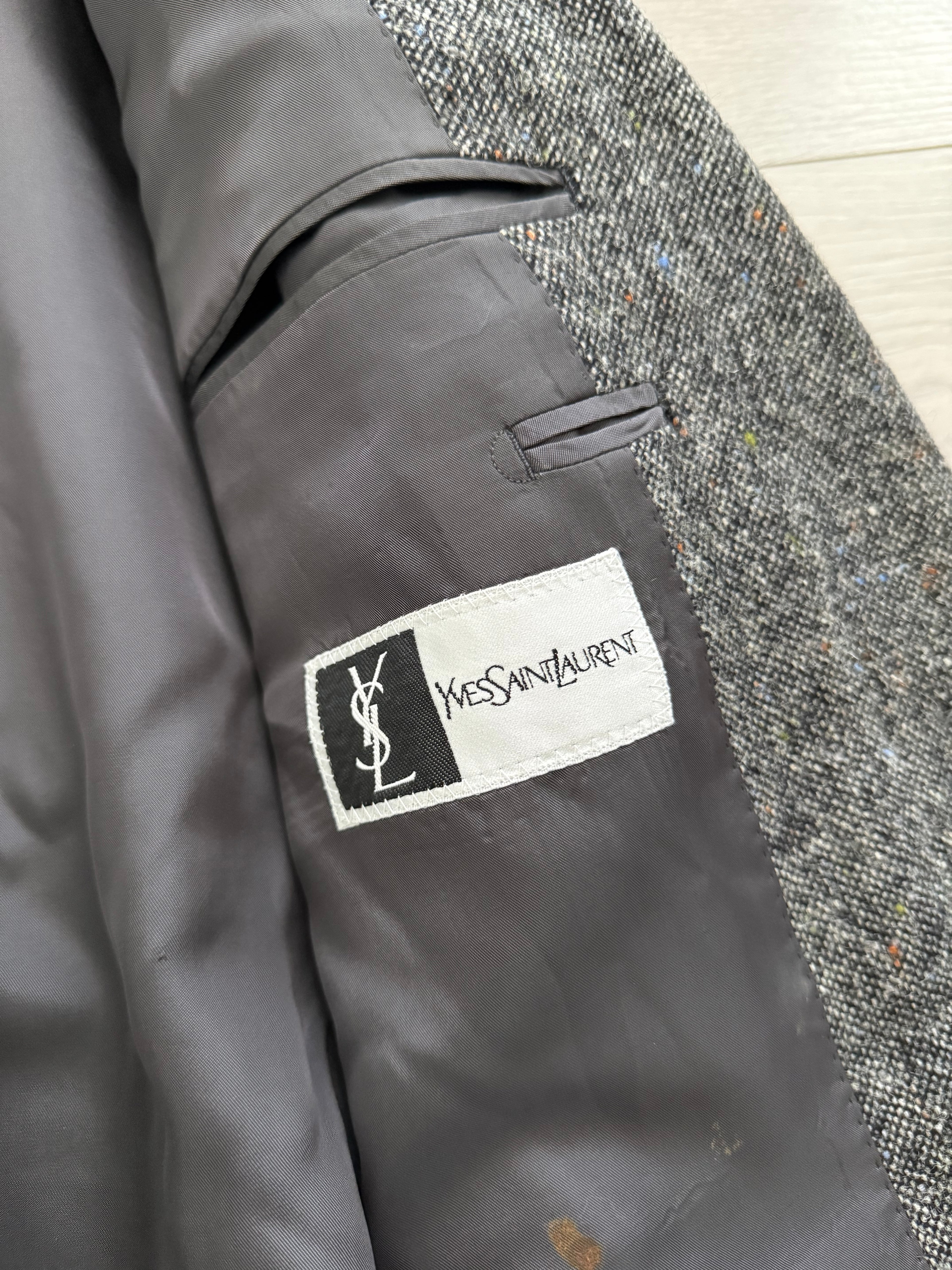 Yves Saint Laurent 1980s 3B Speck Wool Sports Jacket Blazer - Size L