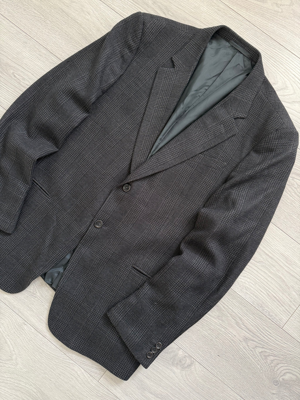 Armani 1990s 2B Grey Wool Check Sport Jacket Blazer - Size XXL