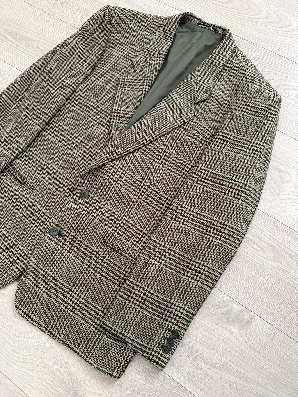 Armani Mainline 1980s 2B Textured Wool Check Sports Jacket Blazer - Size XL