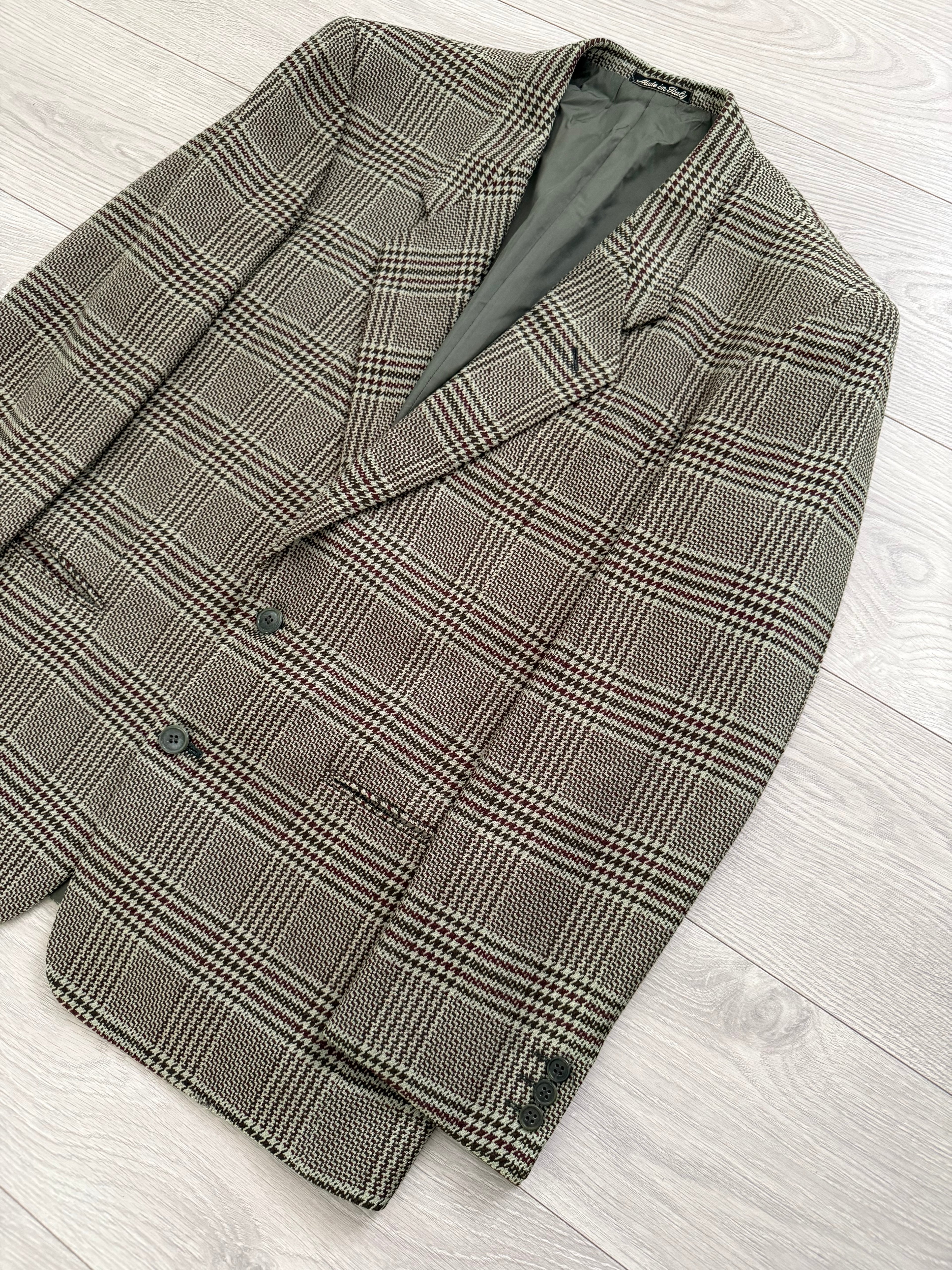 Armani Mainline 1980s 2B Textured Wool Check Sports Jacket Blazer - Size XL