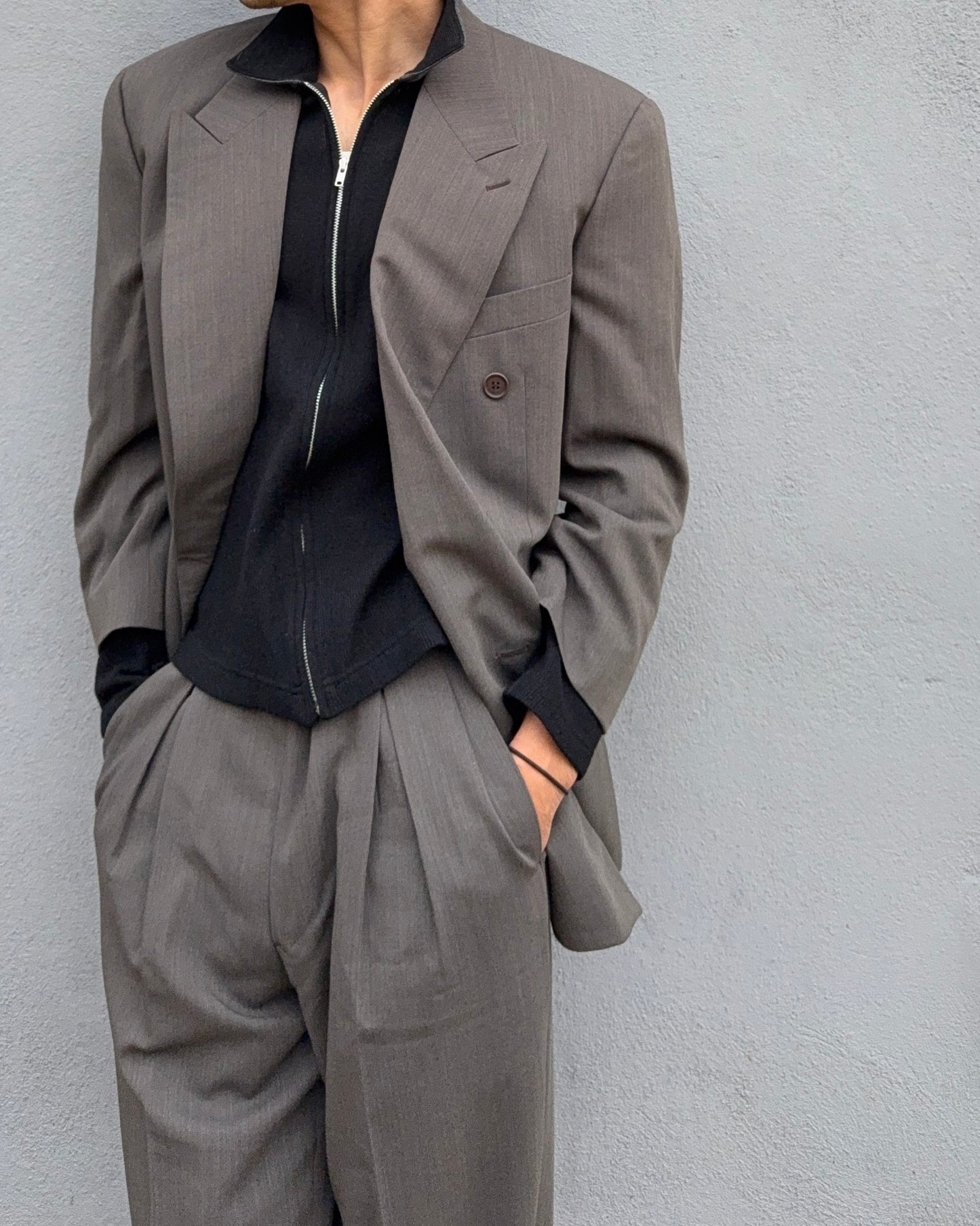 Giorgio Armani 1990s Double Breasted Triple Pleat Wool Suit - Size M Jacket / 32" Waist