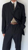 Armani 1990s Nehru Collar Draped Wool Suit - Size XXL Jacket / 38" Waist
