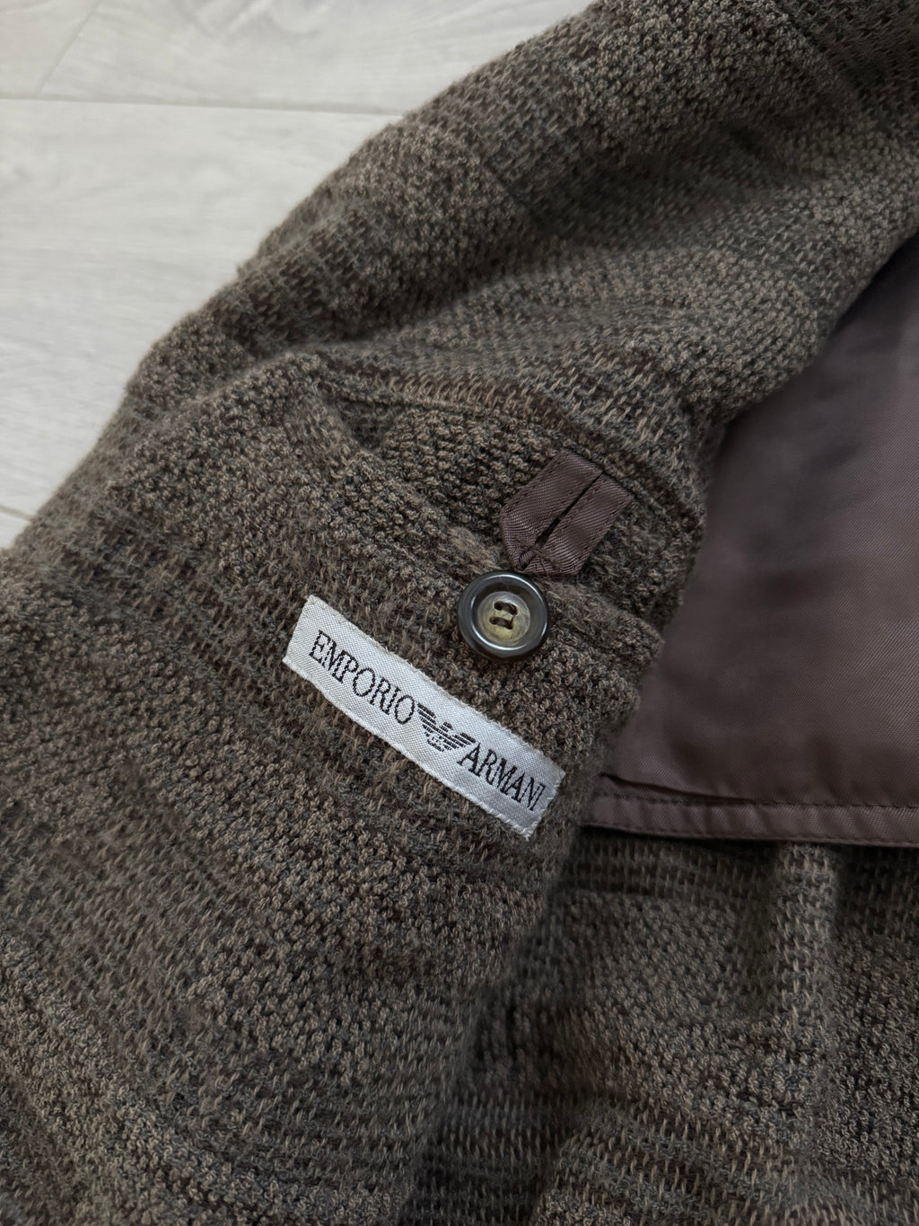 Emporio Armani 1990s 4B Wool Cotton Texture Pattern Jacket - Size L