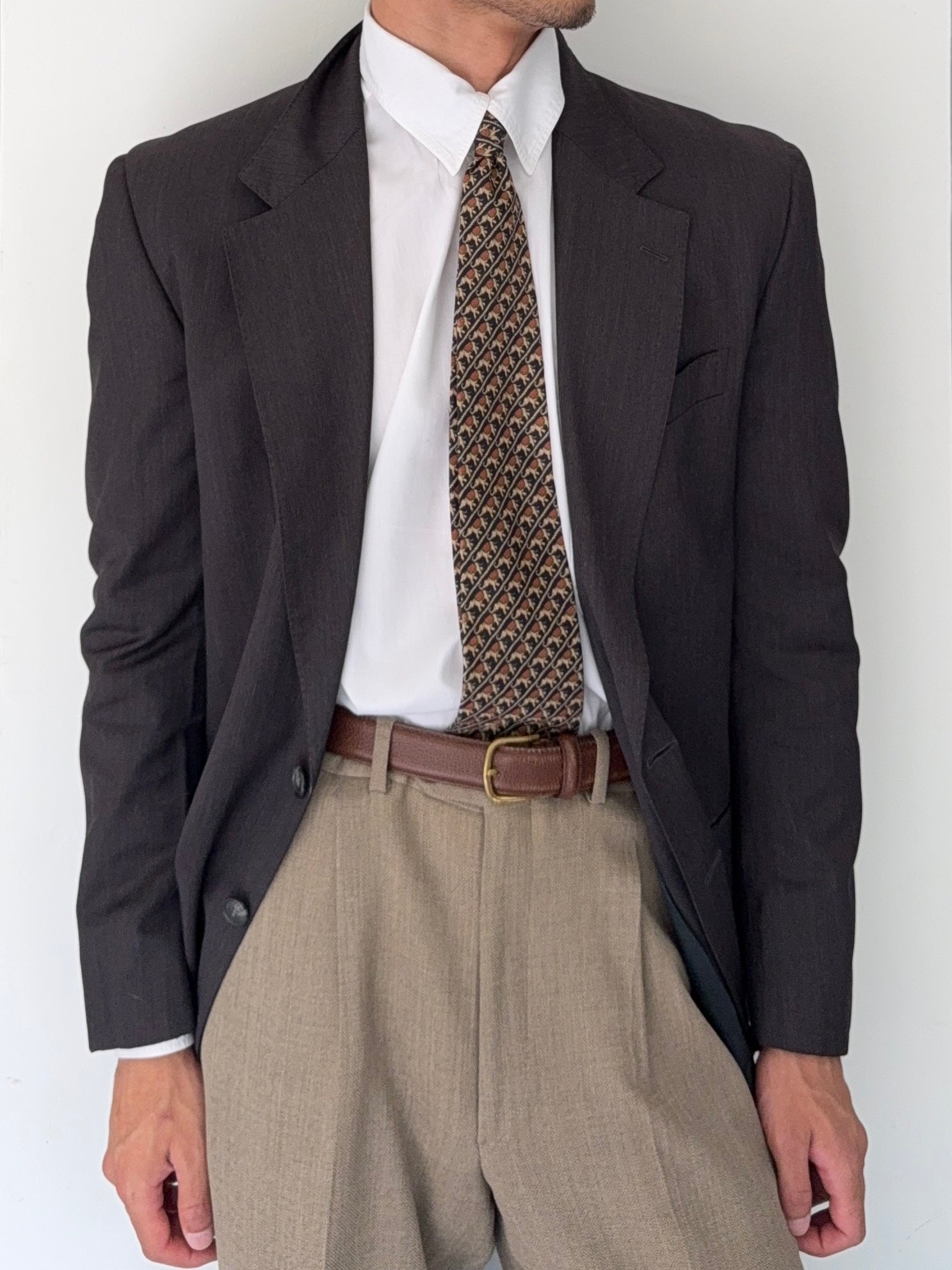 Valentino 1980s 2B Heathered Grey Wool Sports Jacket Blazer - Size S