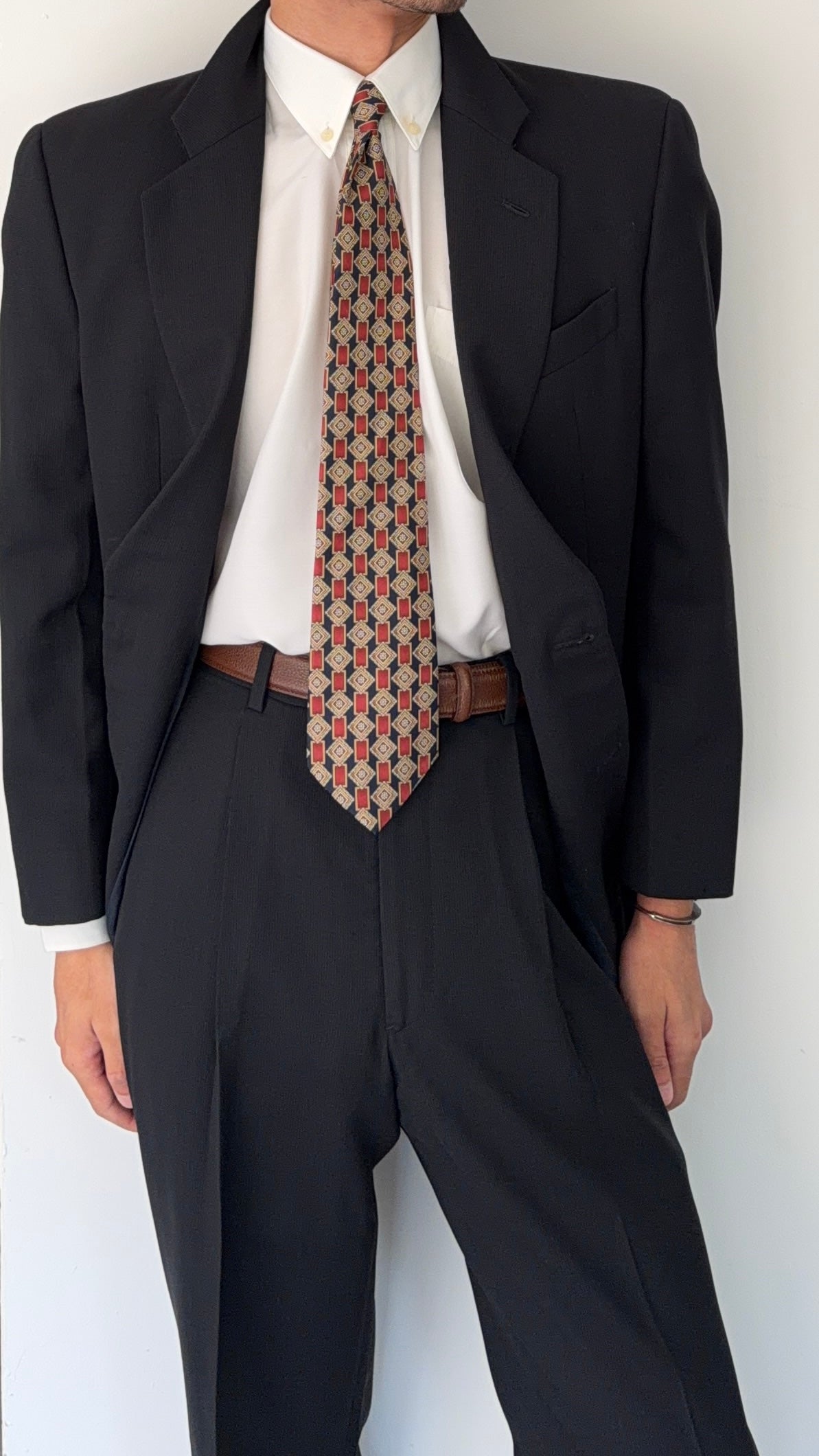 Giorgio Armani 1980s 2B Double Pleat Lightweight Navy Wool Suit - Size M Jacket / 32" Waist