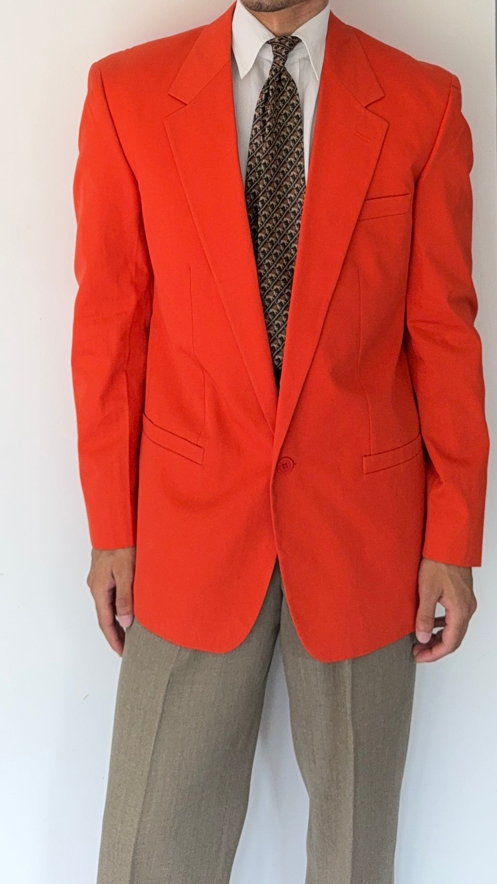 Versace 1980s 1B Orange Cotton Sport Jacket Blazer - Size L