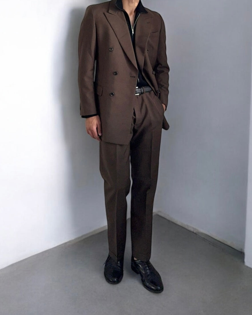 Prada FW2005 Runway Double-Breasted Mohair Wool Suit - Size L Jacket / 34" Waist
