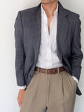 Burberry 1990s 2B Blue Check Lightweight Partially Lined Sports Jacket Blazer - Size S