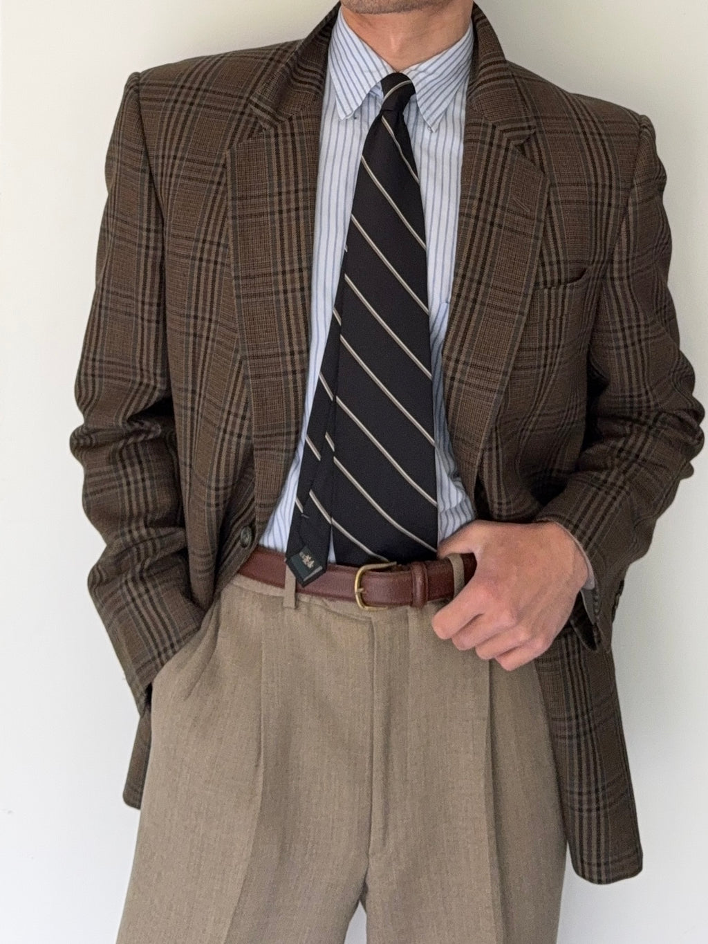 Valentino 1980s Wool Check Sports Blazer Jacket - Size L
