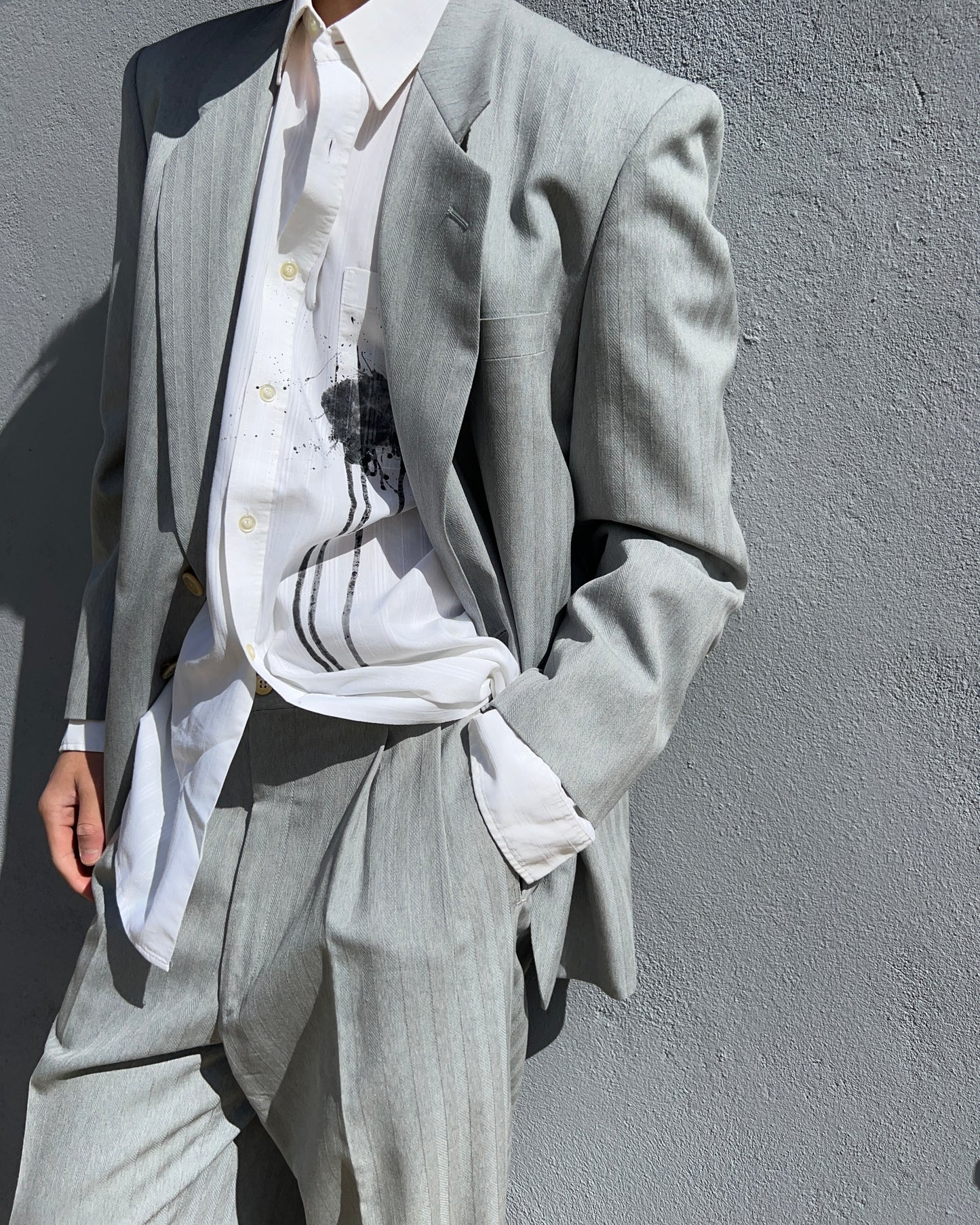 Comme Des Garcons Homme SS1991 Wool Pleated Grey Suit - Size M Jacket / 31 Waist