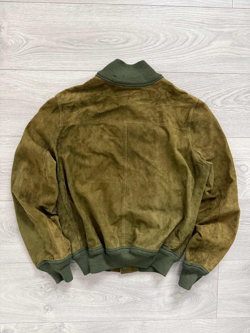Sicons Armani 1980s Suede Green Military Flight Jacket - Size S